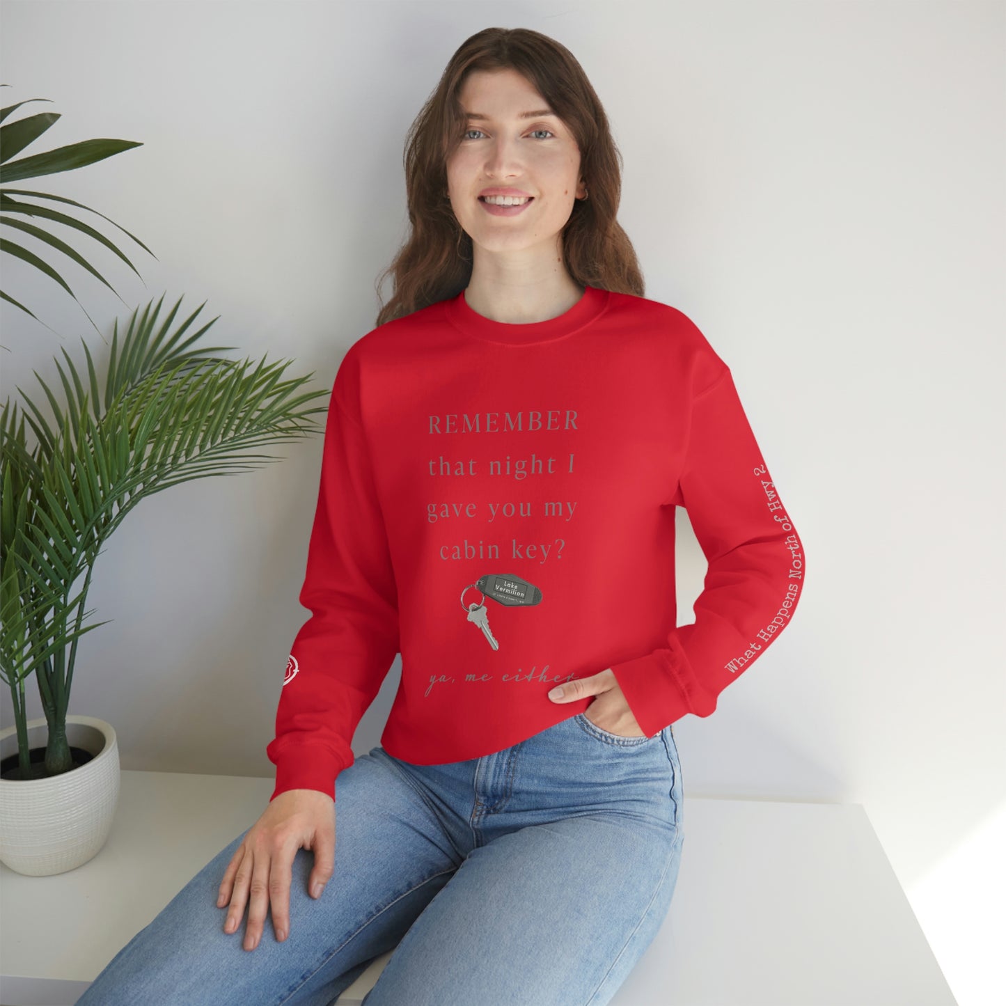 Remember That Night - Cabin Key - Lake Vermilion - North of Hwy 2 - Unisex Heavy Blend™ Crewneck Sweatshirt