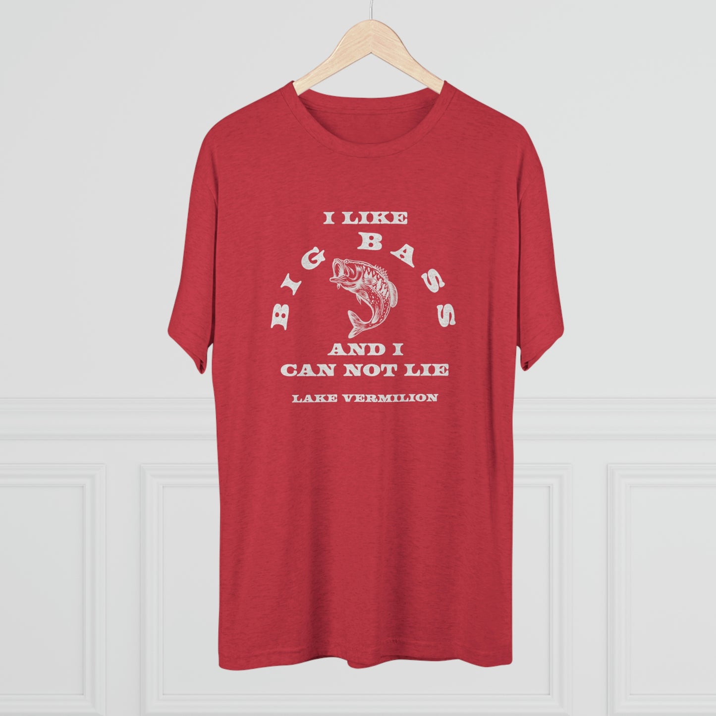 Big Bass - Lake Vermilion - White Graphic - Unisex Tri-Blend Crew Tee
