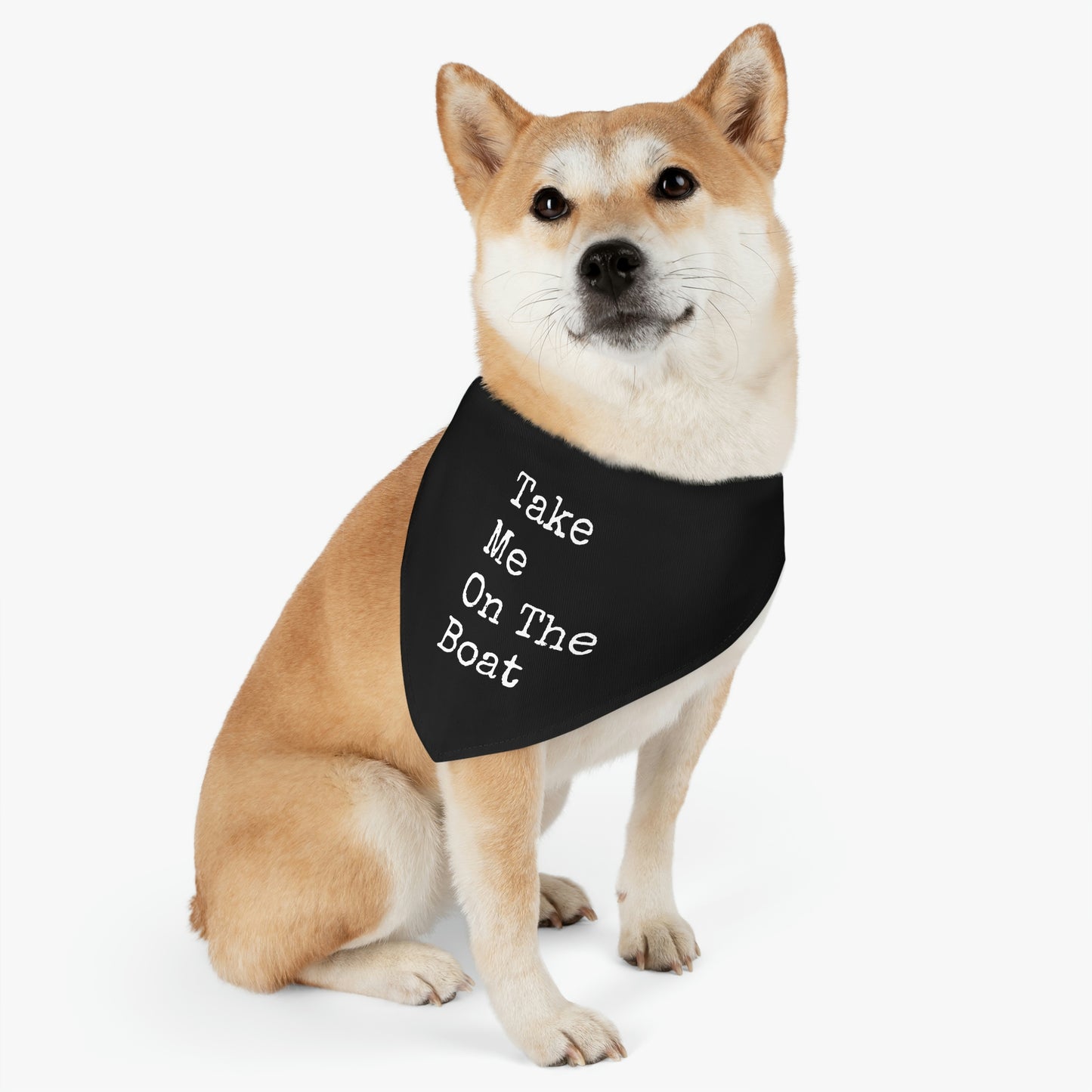 Take Me On The Boat - Cabin / Lake Theme - Pet Bandana Collar - Black