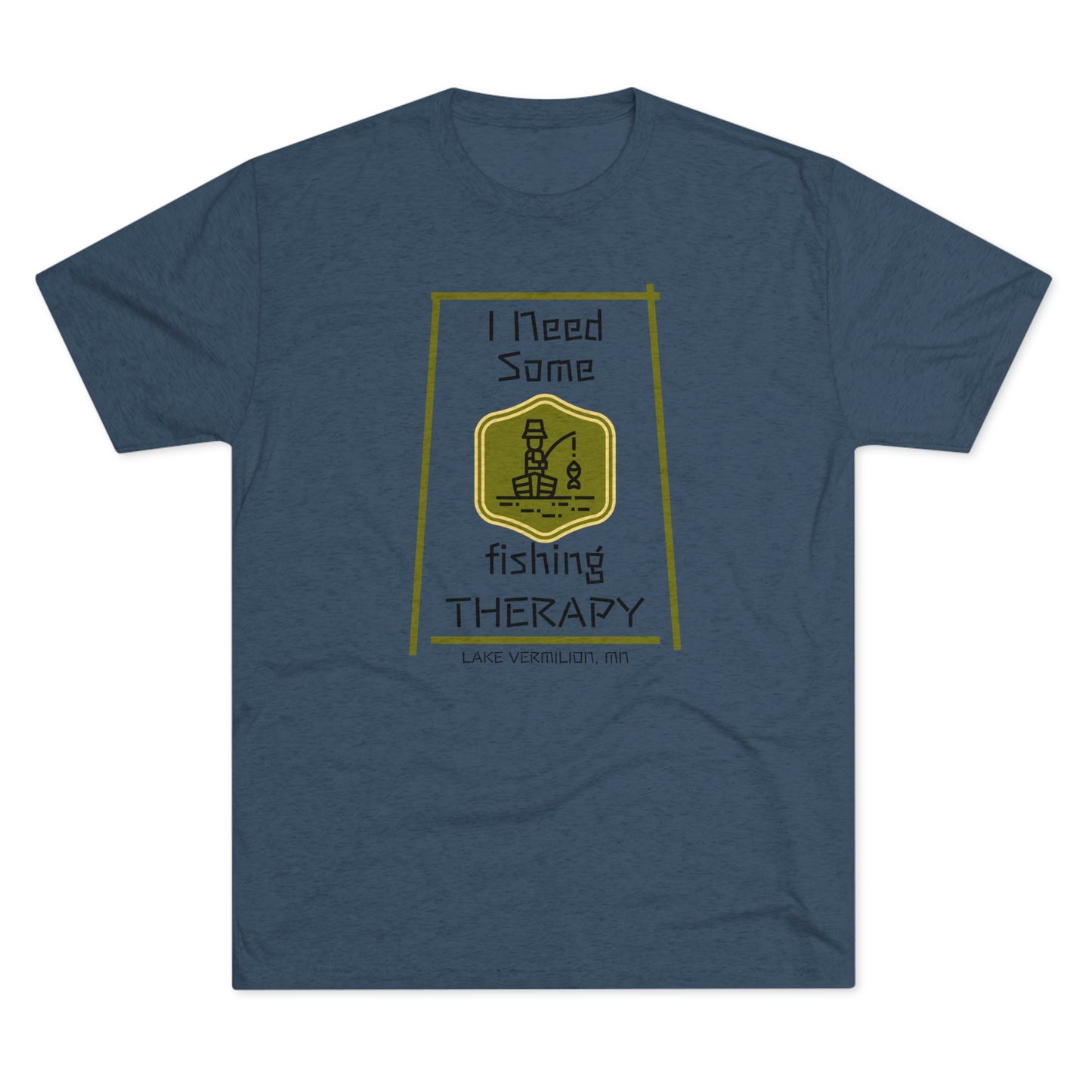 Fishing Therapy - Green Accents - Lake Vermilion - Unisex Tri-Blend Crew Tee