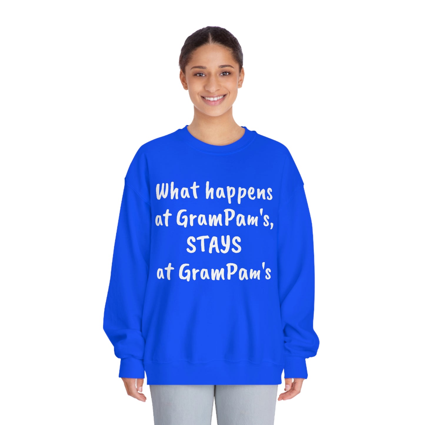 What Happens At GramPam's - Unisex DryBlend® Crewneck Sweatshirt