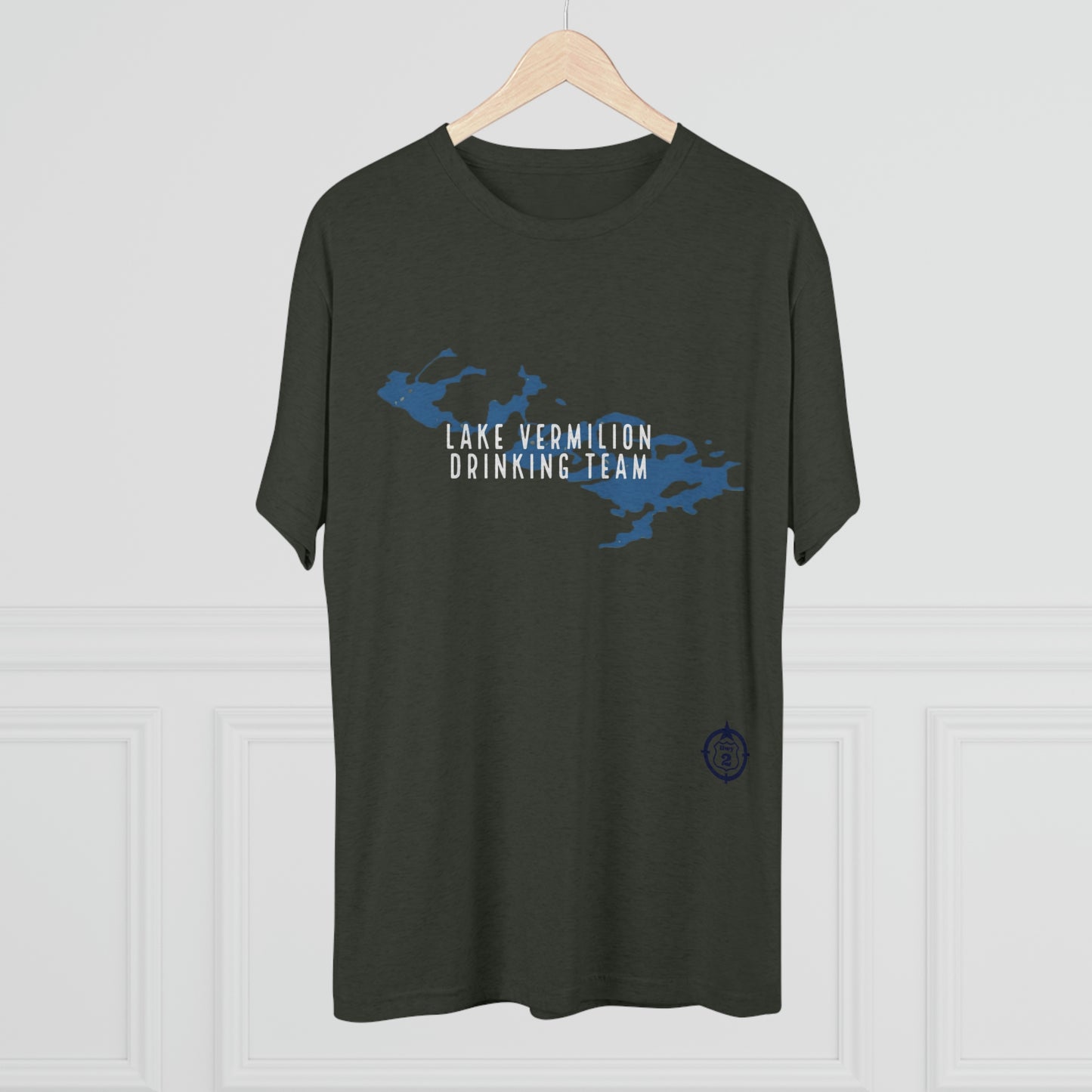 Lake Vermilion - Drinking Team - Lake Image - White Graphic - Unisex Tri-Blend Crew Tee