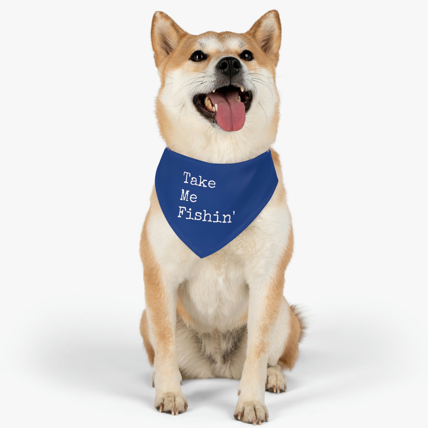 Take Me Fishin' - Fishing / Cabin / Lake Theme - Pet Bandana Collar - Dark Blue