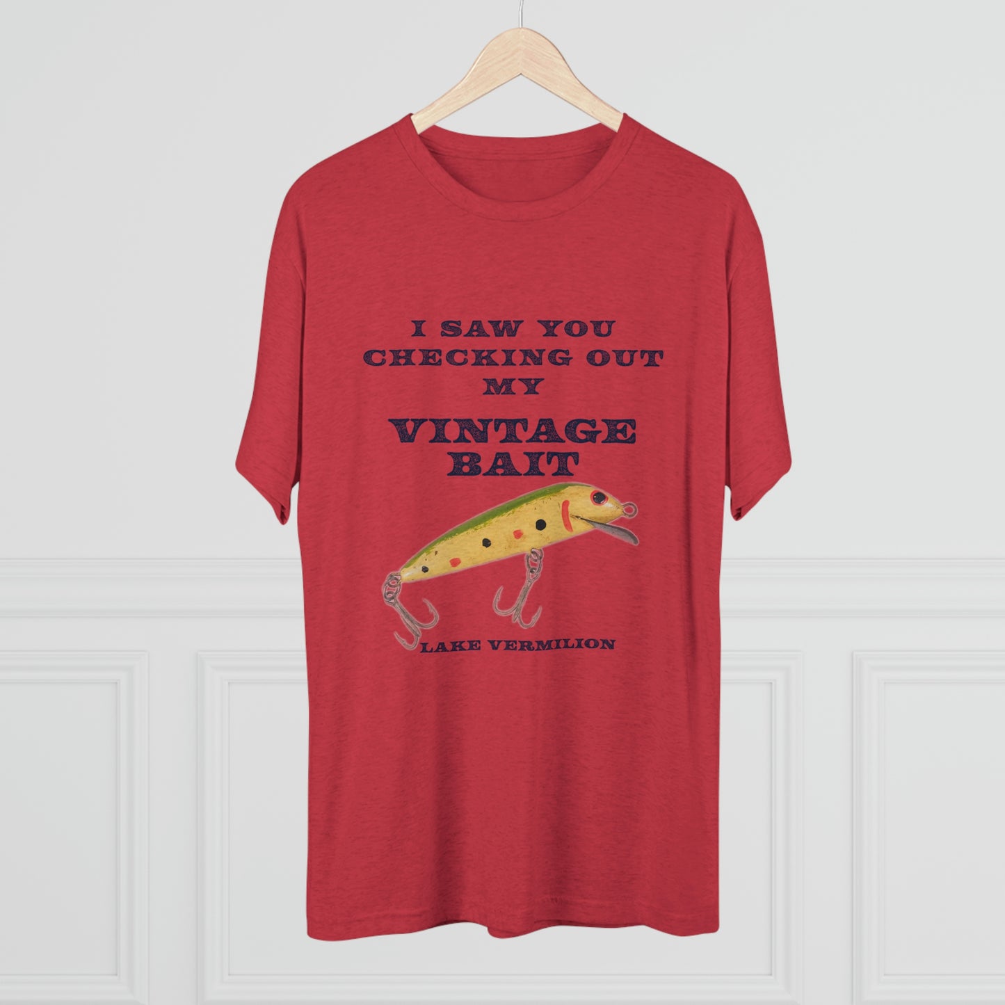 Checking Out My Vintage Bait - Lake Vermilion Fishing - Unisex Tri-Blend Crew Tee