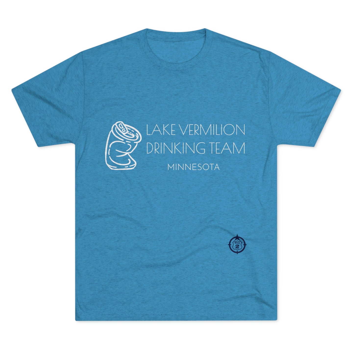 Lake Vermilion - Drinking Team - Crushed Can - White Graphic - Unisex Tri-Blend Crew Tee