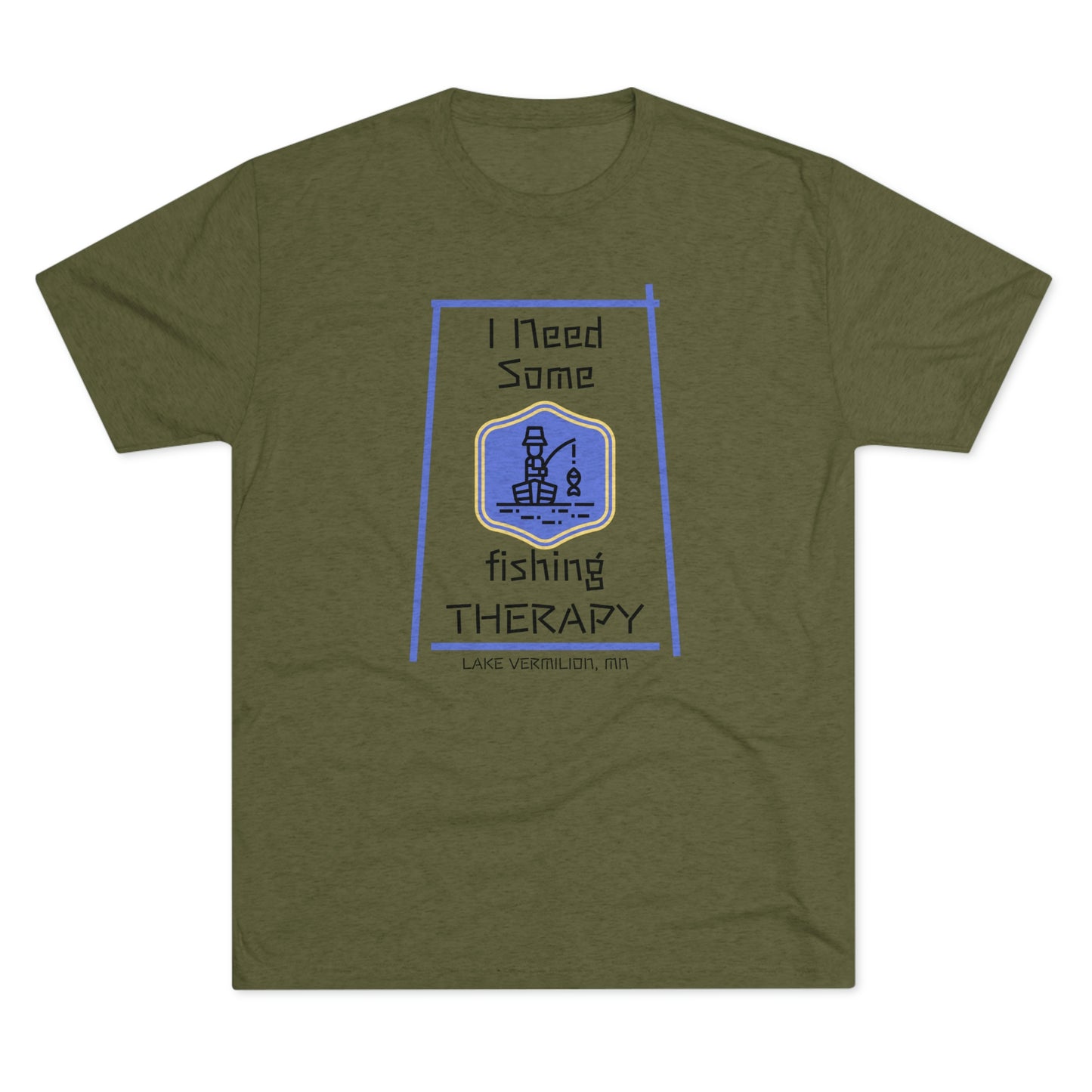 Fishing Therapy - Blue Accents - Lake Vermilion - Unisex Tri-Blend Crew Tee