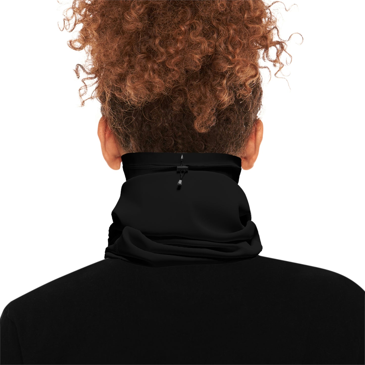 Cool Weather  - North of Hwy 2 - Pattern - Fishing / Snowmobiling Winter Neck Gaiter With Drawstring - Black