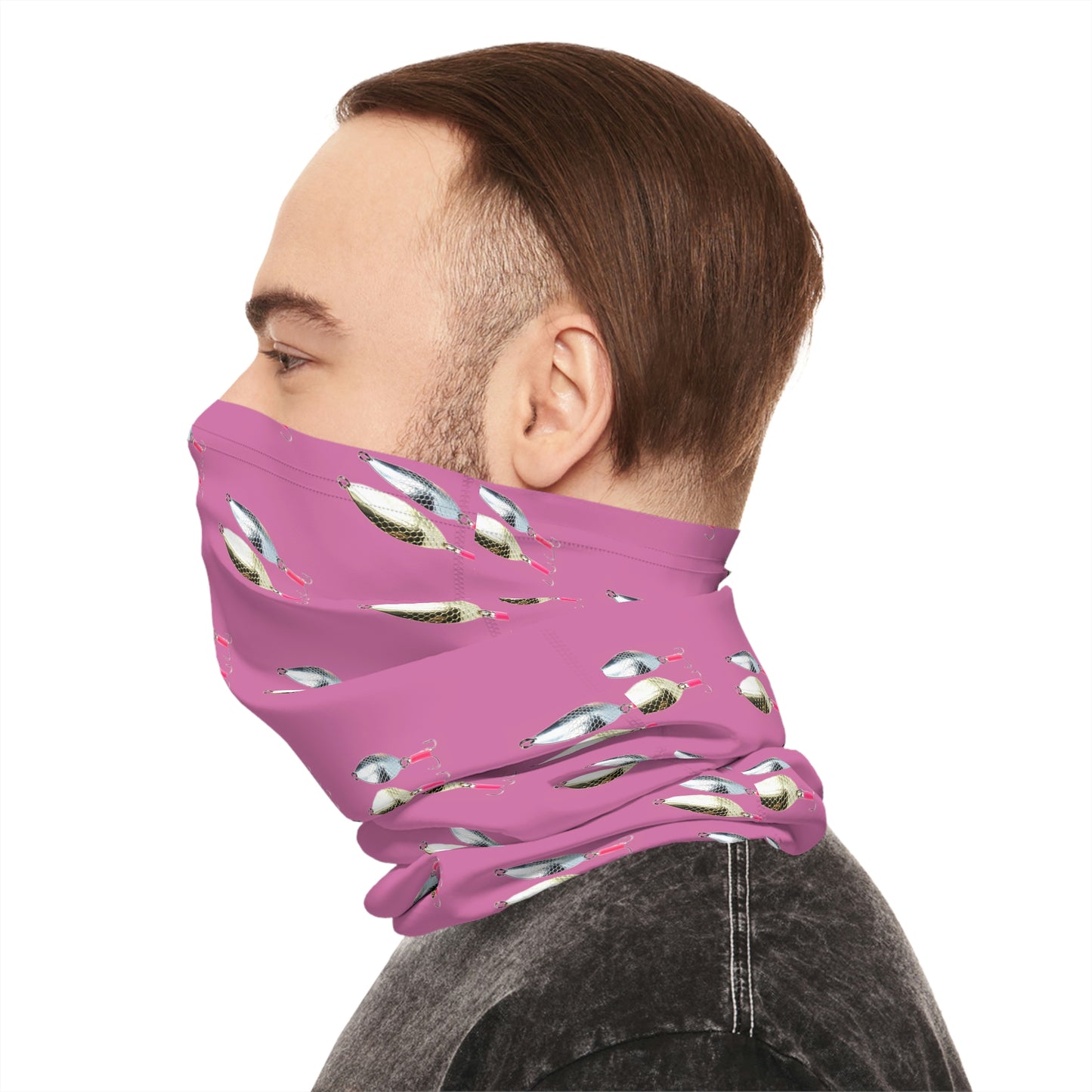 Summer Weather  - Fishing Lure - Spoons- Pattern - Fishing / Boating Lightweight Neck Gaiter - Pink