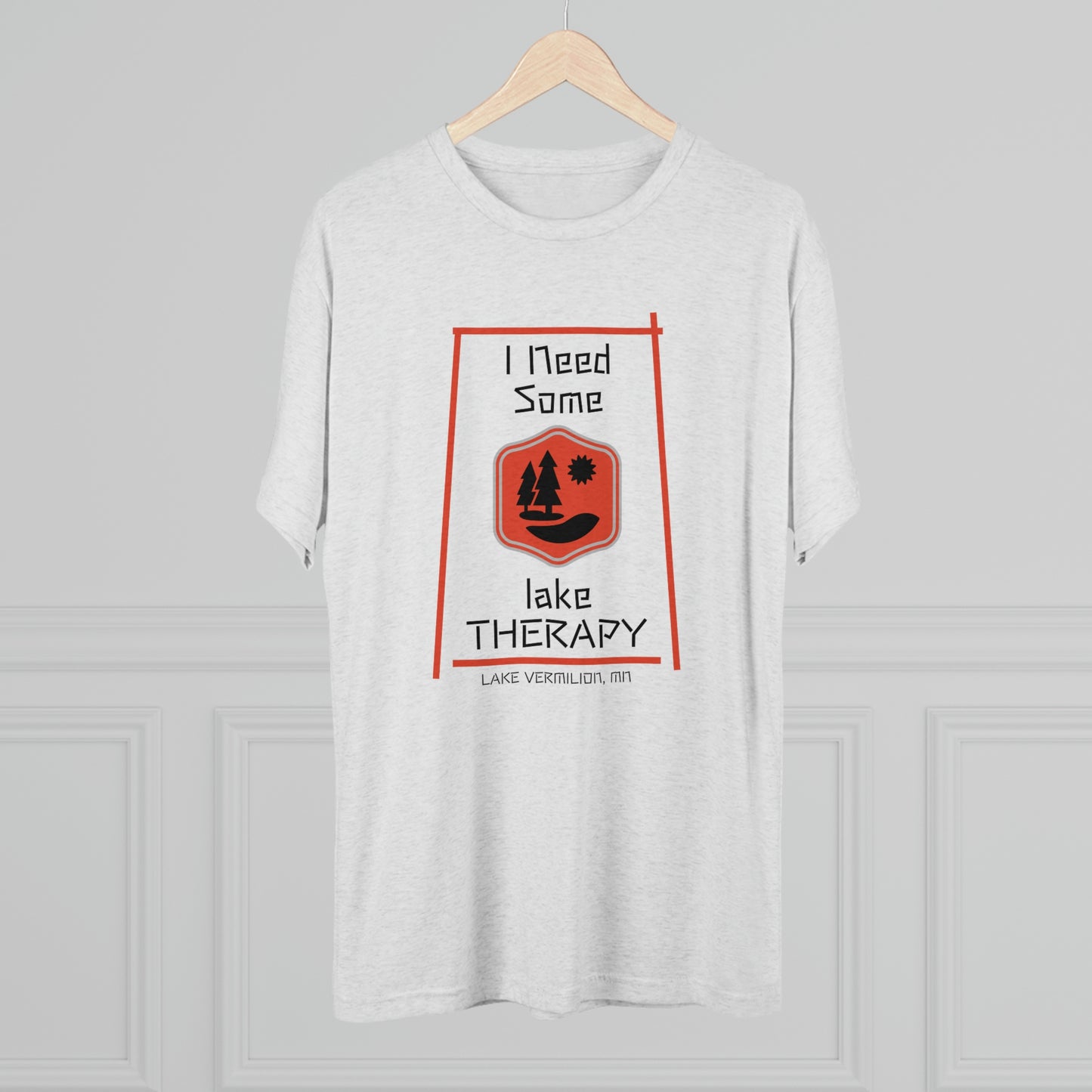 Lake Therapy - Red Accents - Lake Vermilion - Unisex Tri-Blend Crew Tee