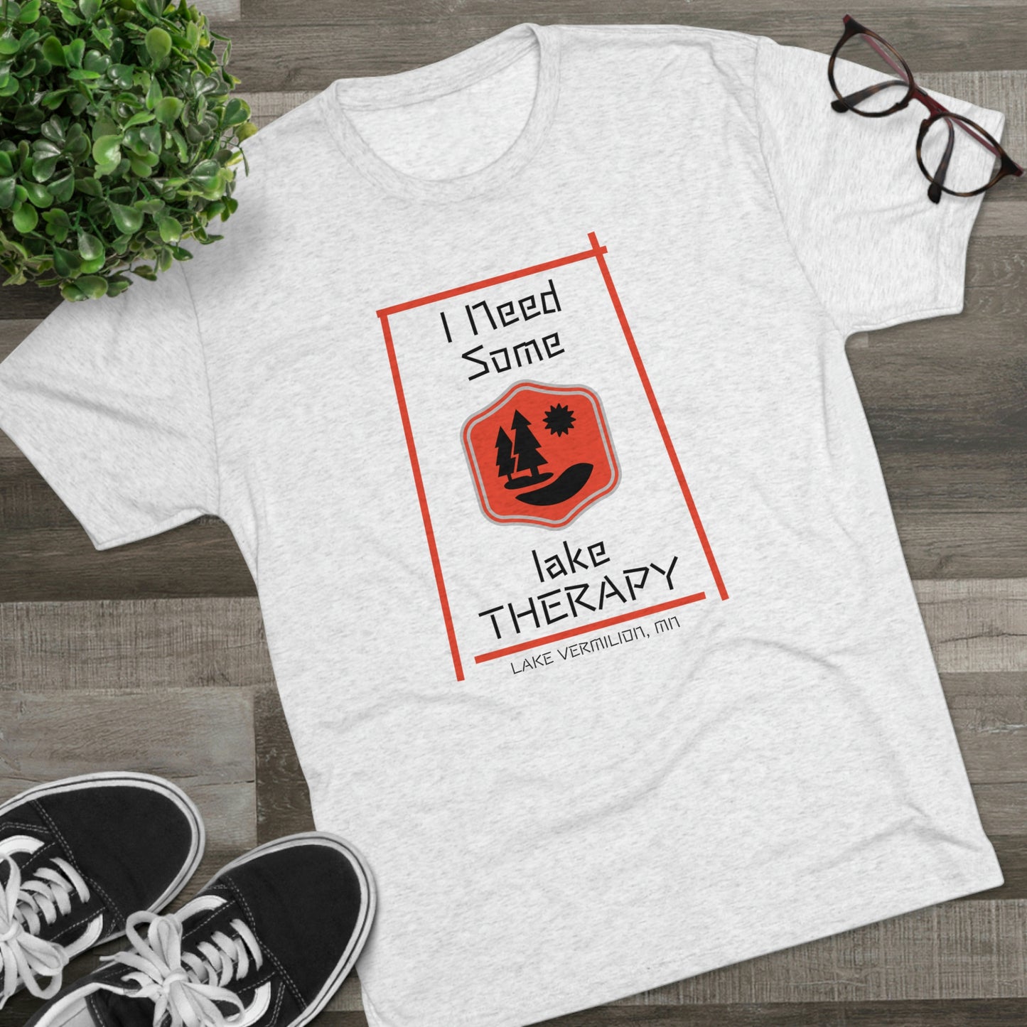 Lake Therapy - Red Accents - Lake Vermilion - Unisex Tri-Blend Crew Tee