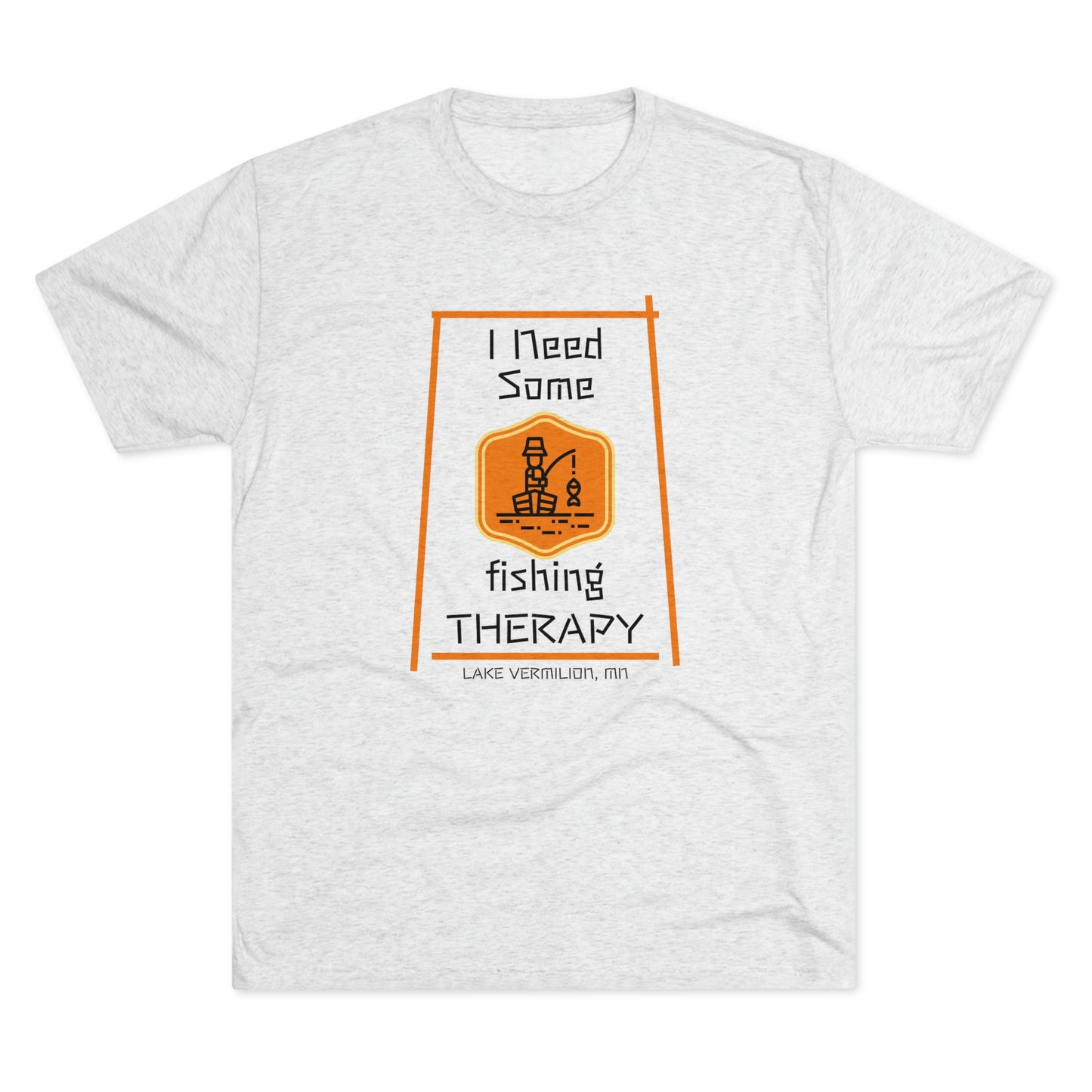Fishing Therapy - Orange Accents - Lake Vermilion - Unisex Tri-Blend Crew Tee