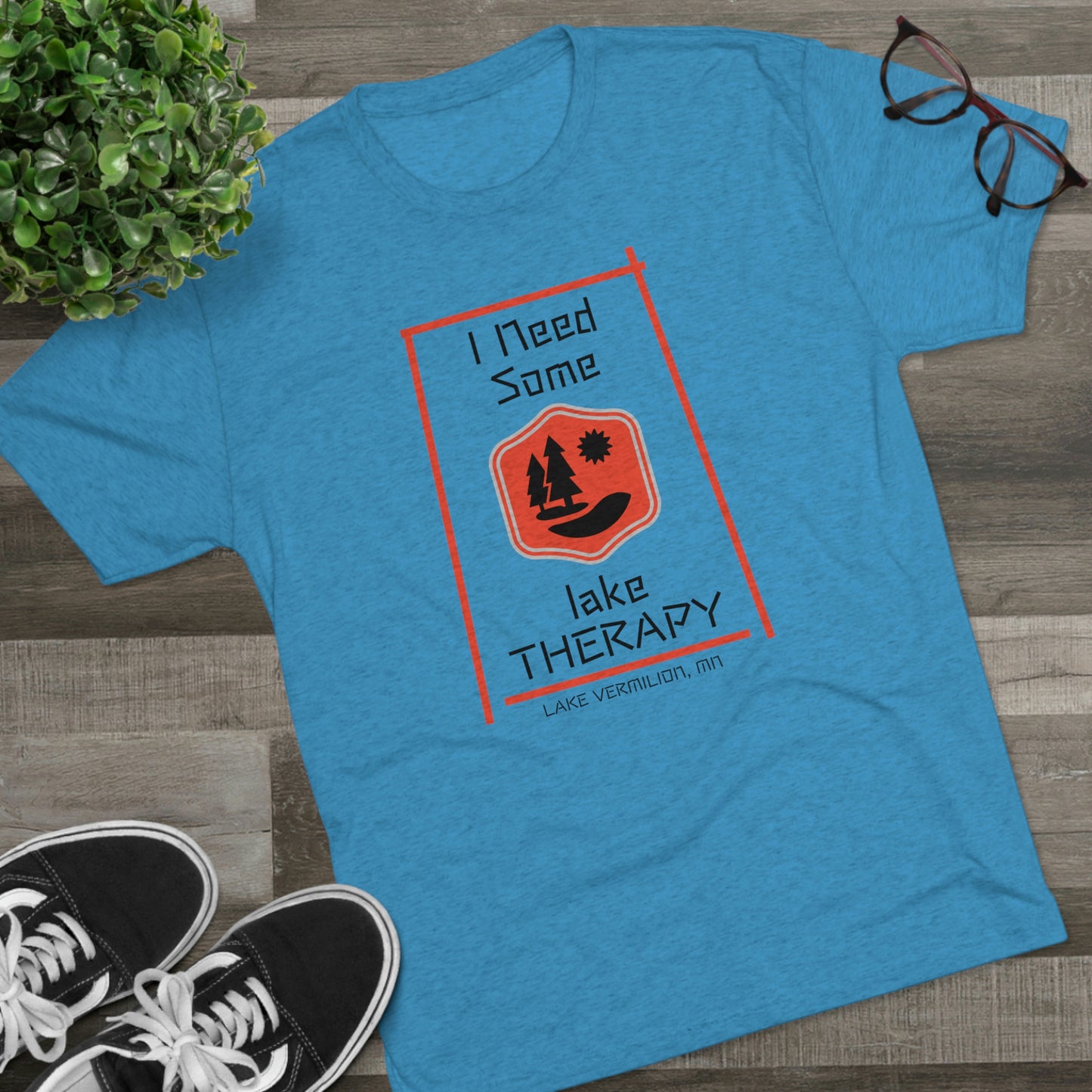 Lake Therapy - Red Accents - Lake Vermilion - Unisex Tri-Blend Crew Tee