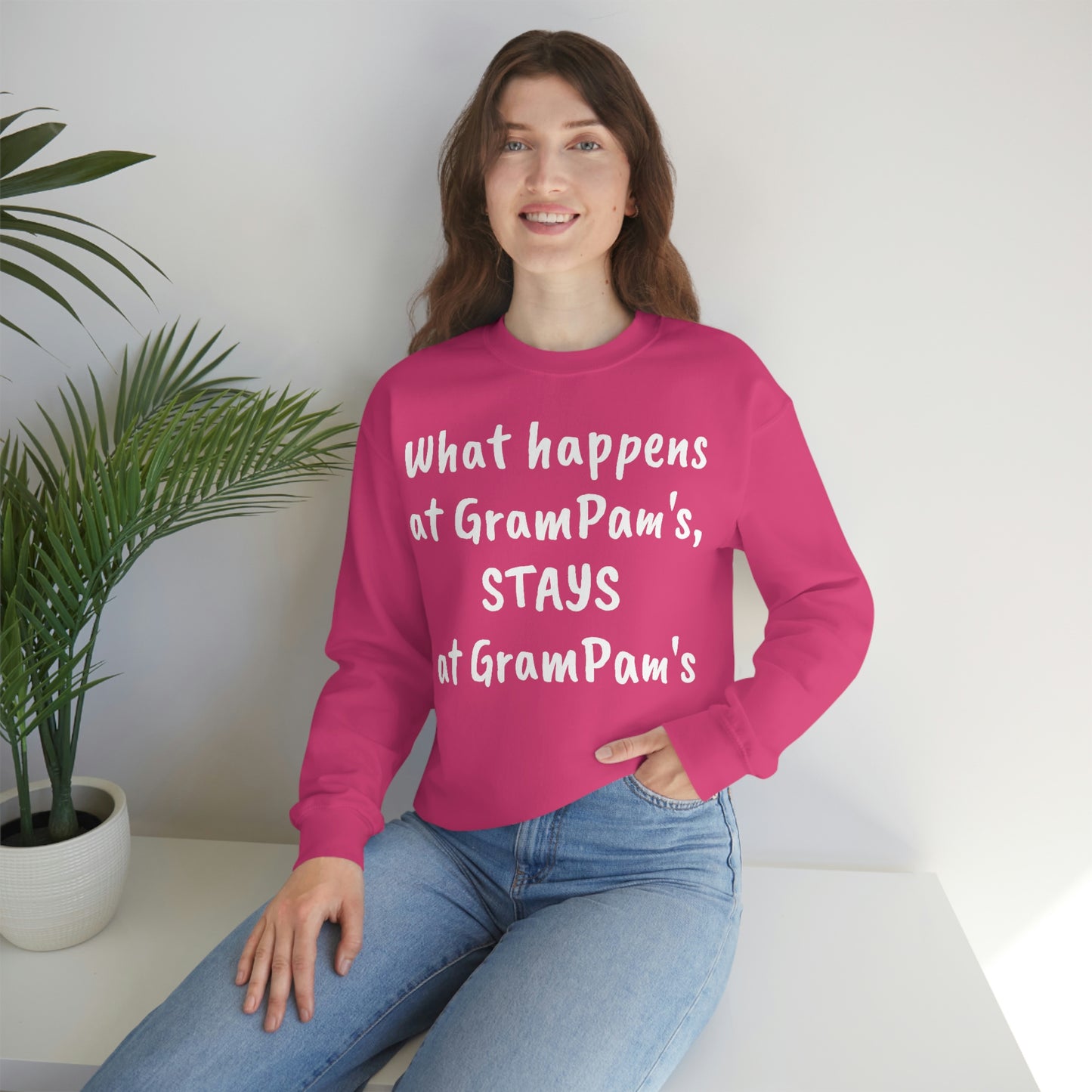 What happens at GramPam's, STAYS at GramPam's - Unisex Heavy Blend™ Crewneck Sweatshirt