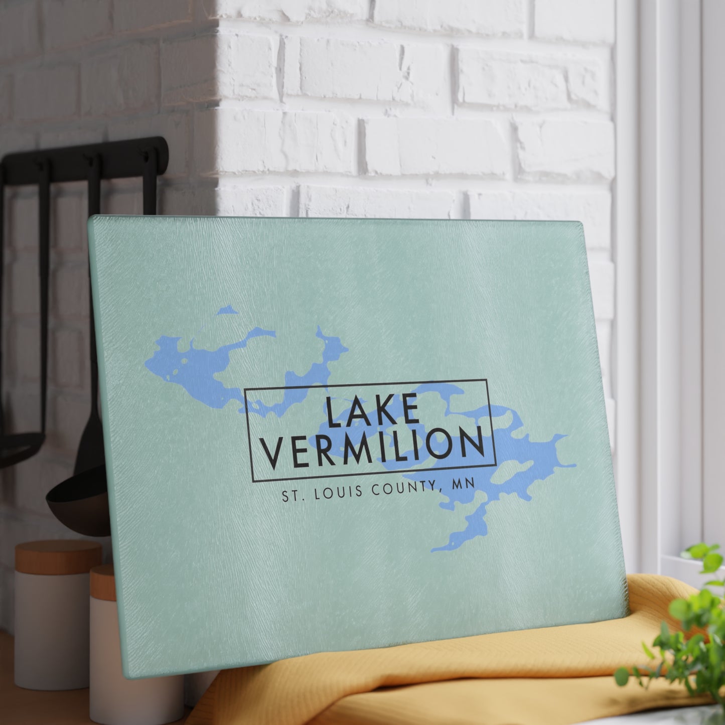 Lake Vermilion - White backed - Glass Cutting Board