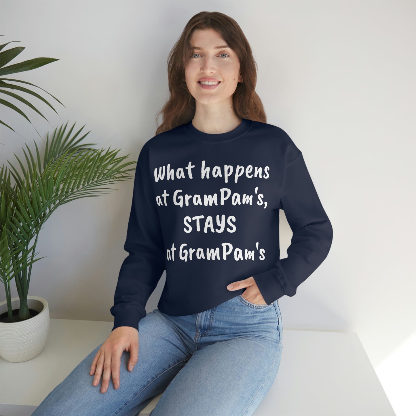 What happens at GramPam's, STAYS at GramPam's - Unisex Heavy Blend™ Crewneck Sweatshirt