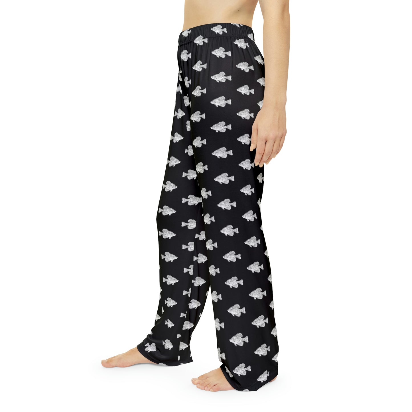 Crappie - Fishing Theme -  Bait - Women's Pajama Pants - Black