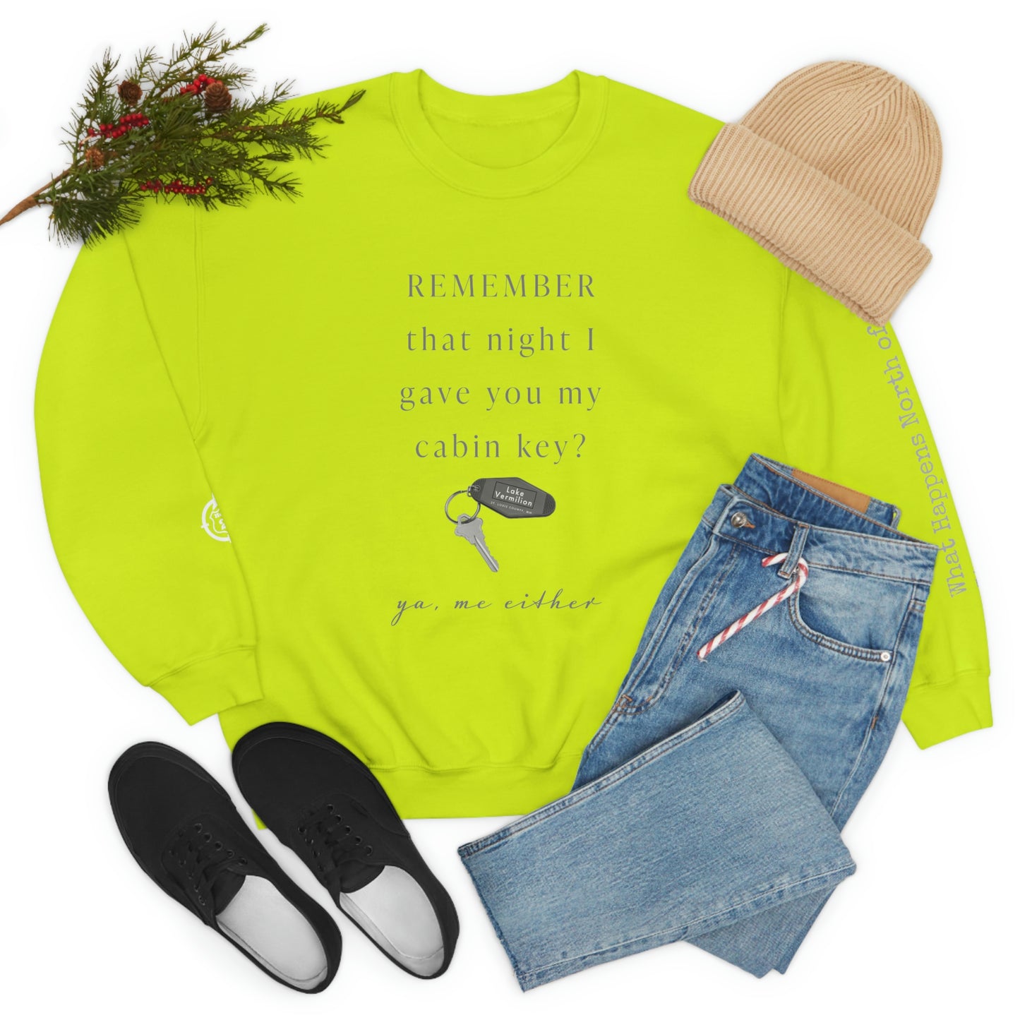 Remember That Night - Cabin Key - Lake Vermilion - North of Hwy 2 - Unisex Heavy Blend™ Crewneck Sweatshirt