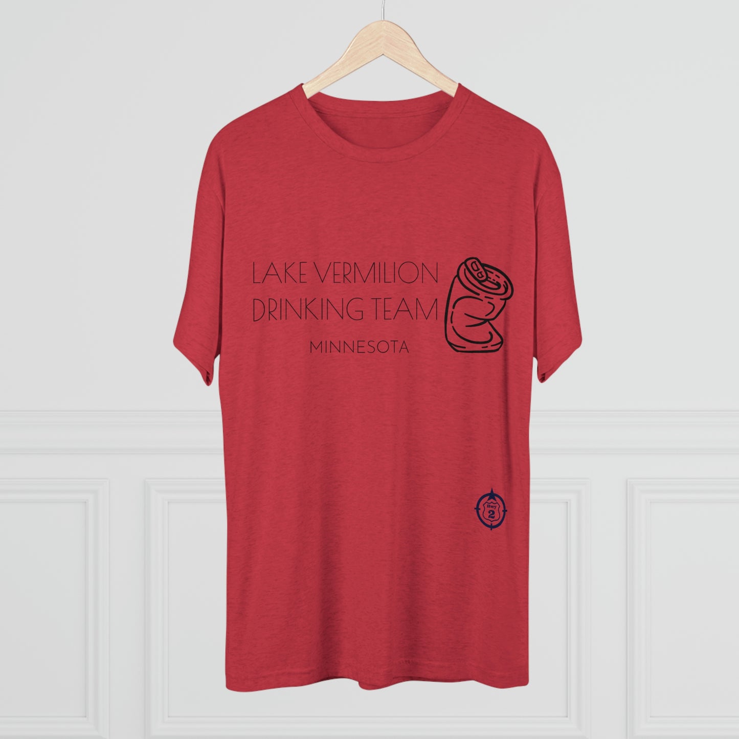 Lake Vermilion - Drinking Team - Crushed Can - Dark Graphic - Unisex Tri-Blend Crew Tee