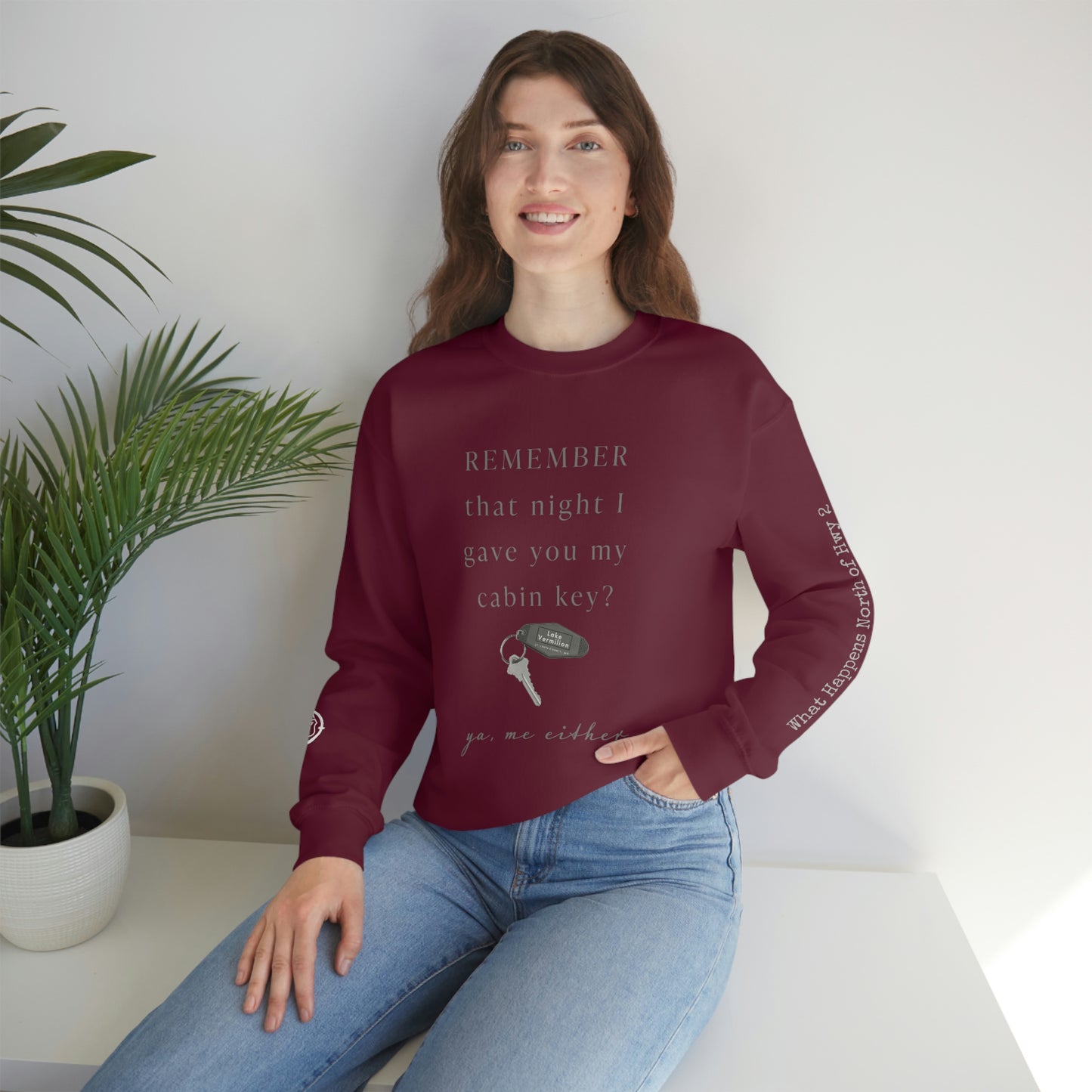 Remember That Night - Cabin Key - Lake Vermilion - North of Hwy 2 - Unisex Heavy Blend™ Crewneck Sweatshirt