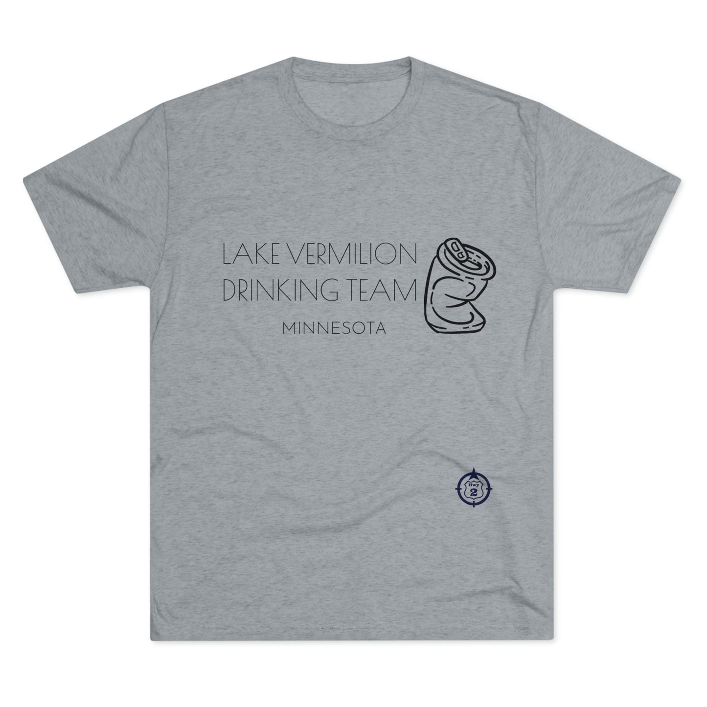 Lake Vermilion - Drinking Team - Crushed Can - Dark Graphic - Unisex Tri-Blend Crew Tee