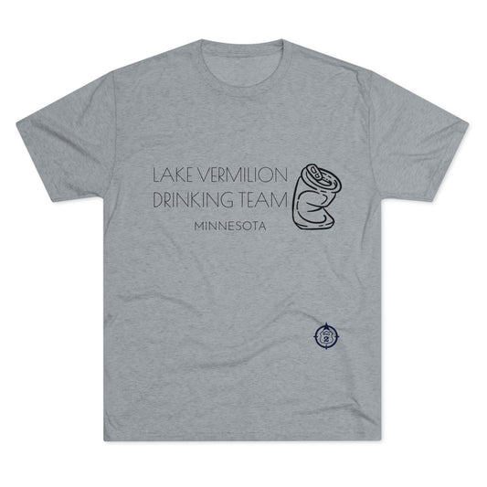 Lake Vermilion - Drinking Team - Crushed Can - Dark Graphic - Unisex Tri-Blend Crew Tee