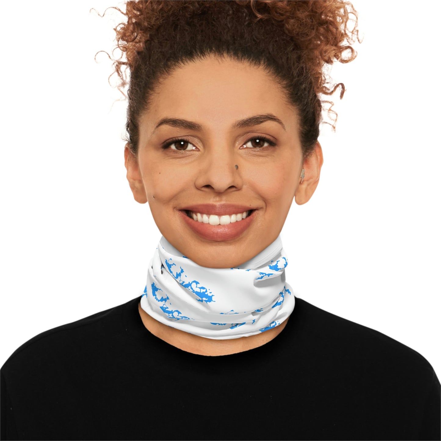 Cool Weather  - Lake Vermilion - MN - Pattern - Fishing / Snowmobiling Winter Neck Gaiter With Drawstring - White