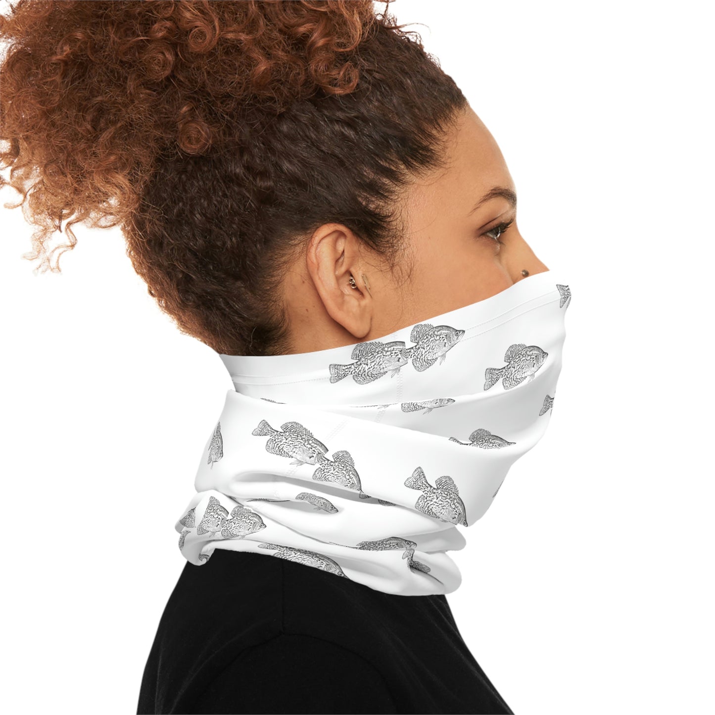 Summer Weather  - Crappie - Pattern - Fishing / Boating Lightweight Neck Gaiter - White