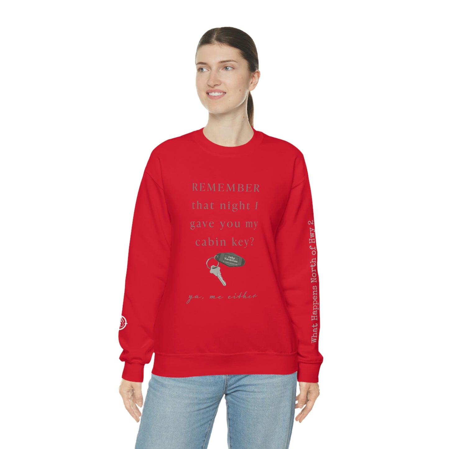 Remember That Night - Cabin Key - Lake Vermilion - North of Hwy 2 - Unisex Heavy Blend™ Crewneck Sweatshirt