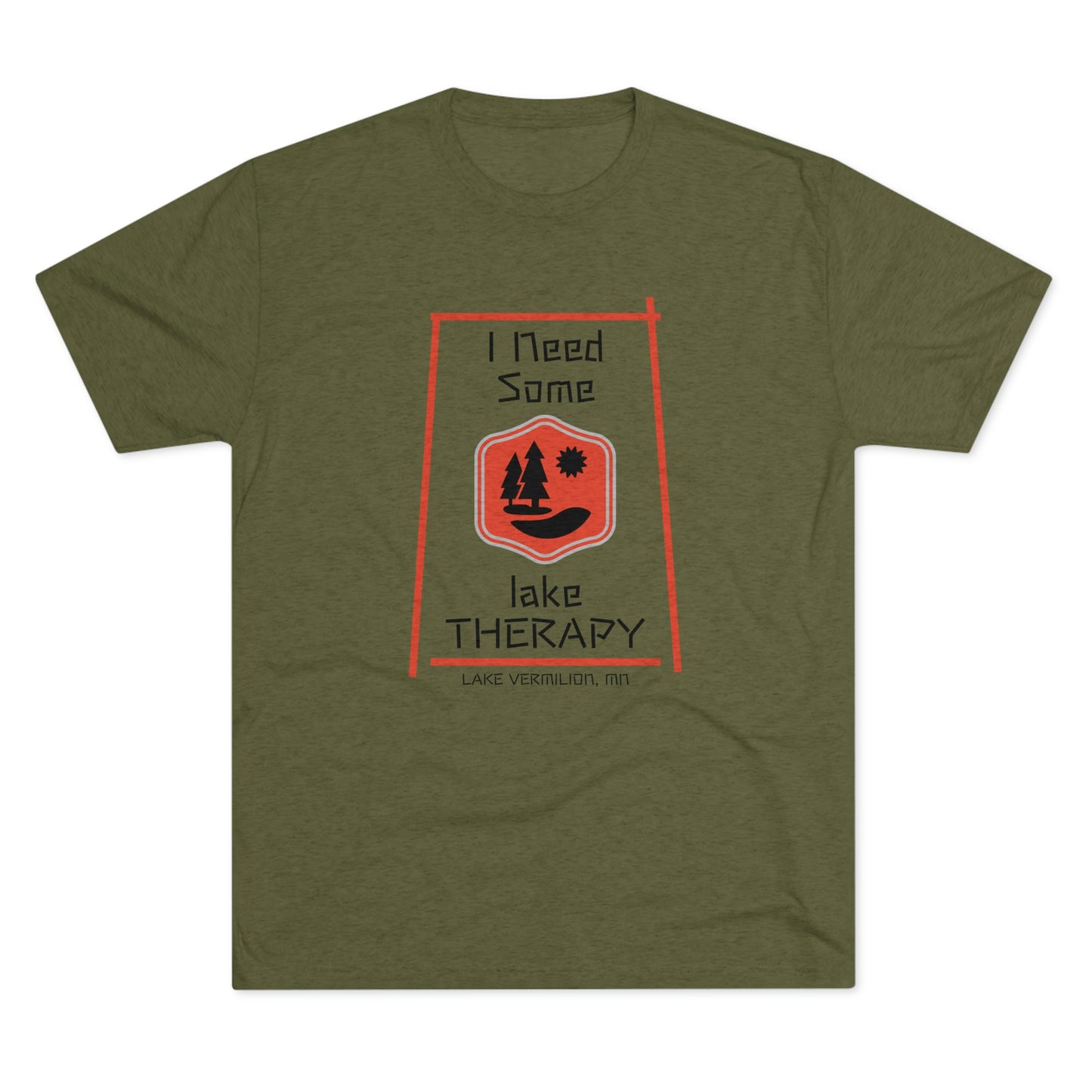 Lake Therapy - Red Accents - Lake Vermilion - Unisex Tri-Blend Crew Tee