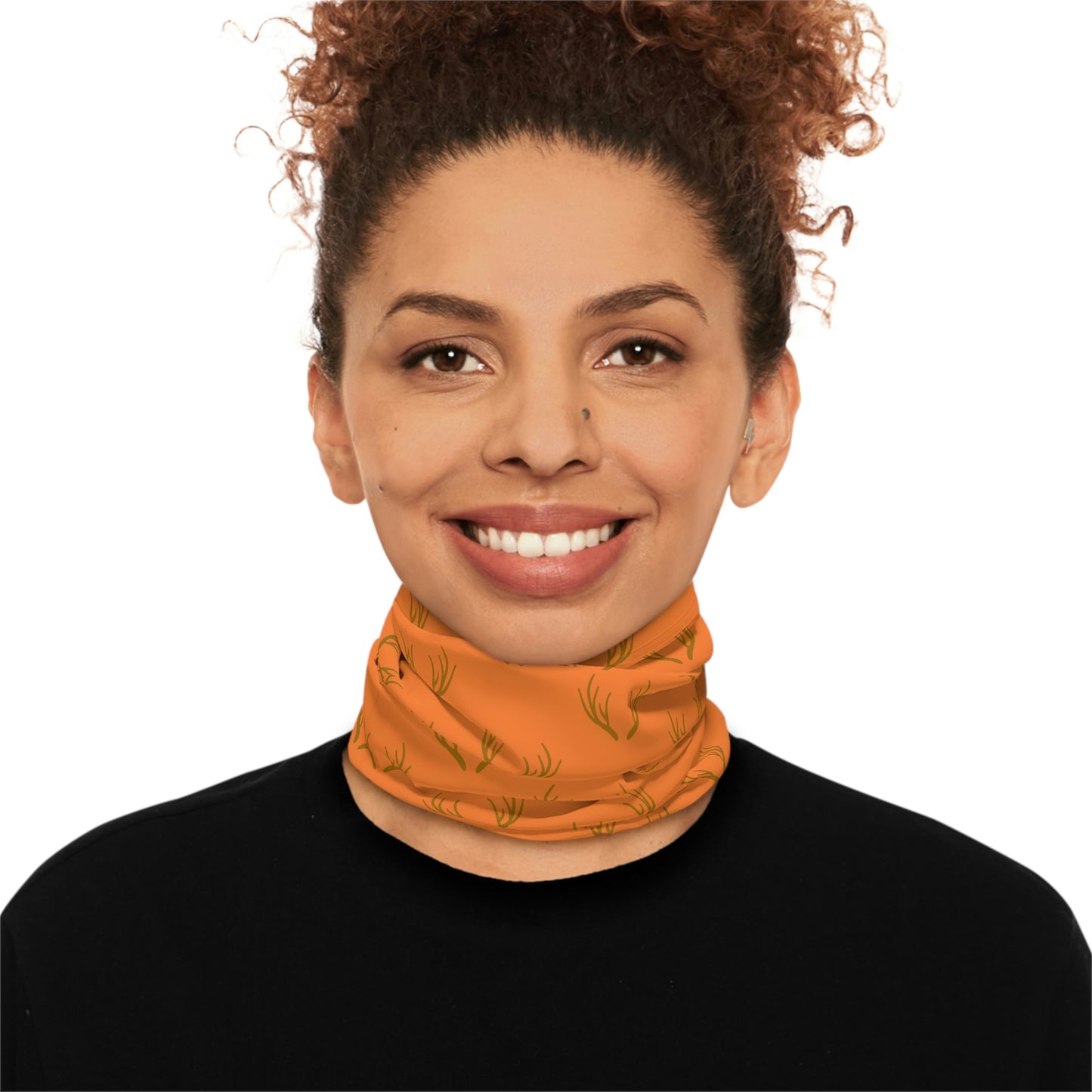 Cool Weather  - Antler - Pattern - Fishing / Snowmobiling / Hunting Winter Neck Gaiter With Drawstring - Orange