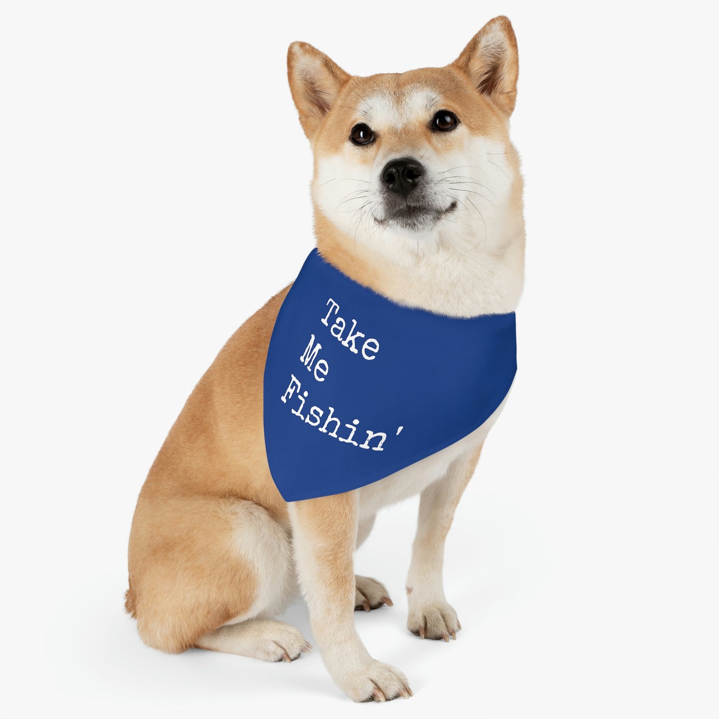 Take Me Fishin' - Fishing / Cabin / Lake Theme - Pet Bandana Collar - Dark Blue