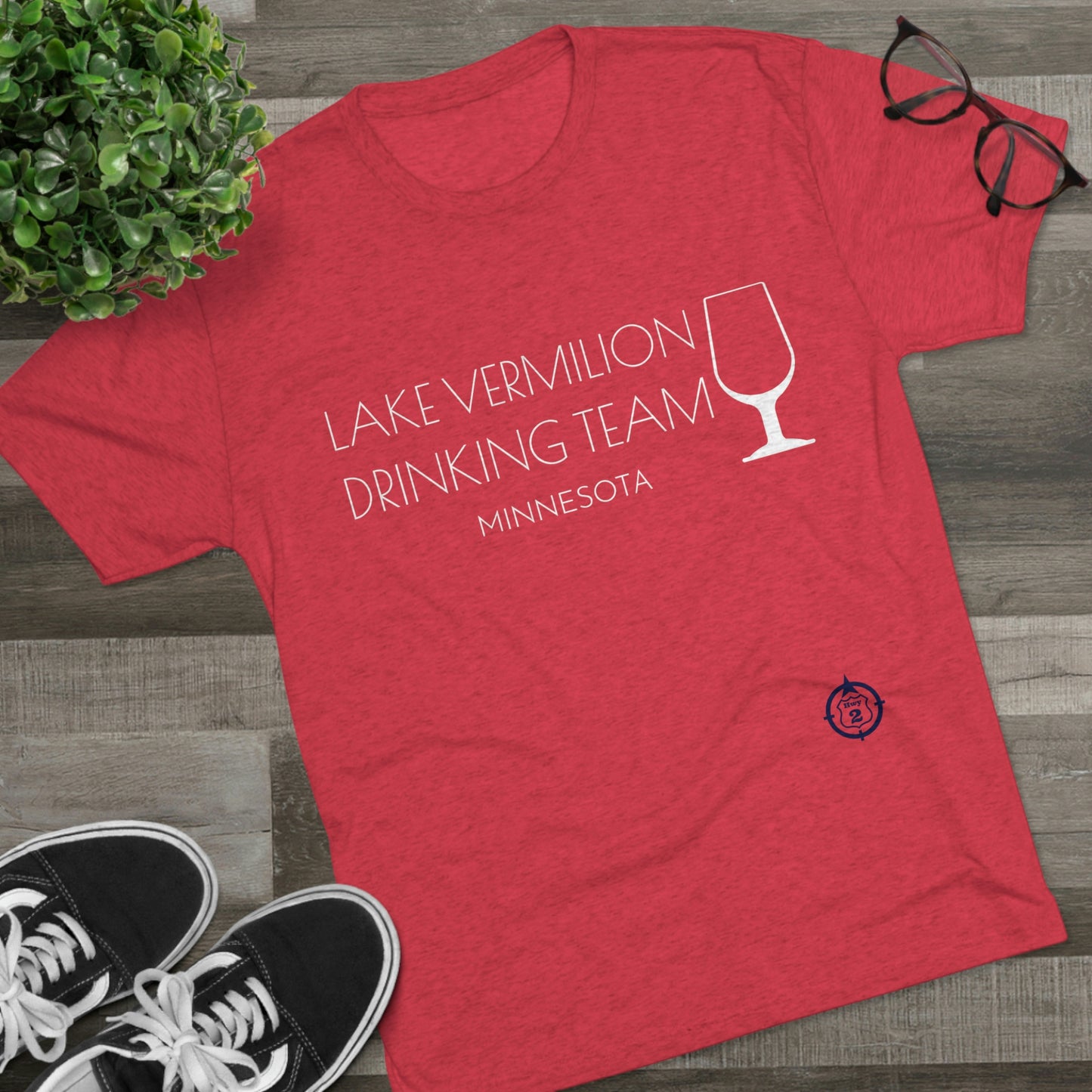 Lake Vermilion - Drinking Team - White Graphic - Unisex Tri-Blend Crew Tee