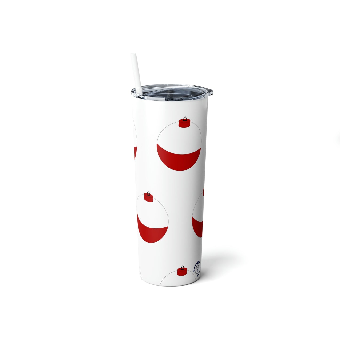 Traditional Red & White Bobber - Skinny Steel Tumbler with Straw, 20oz