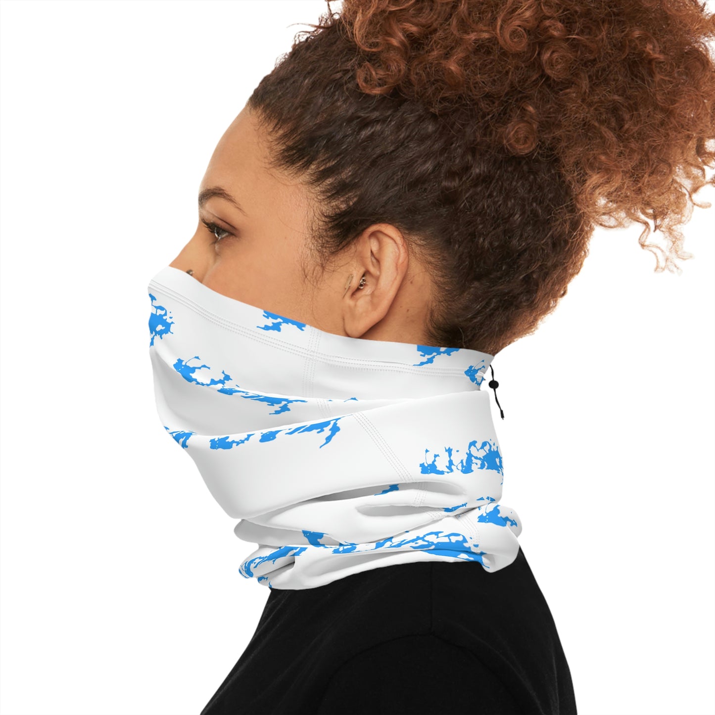 Cool Weather  - Lake Vermilion - MN - Pattern - Fishing / Snowmobiling Winter Neck Gaiter With Drawstring - White
