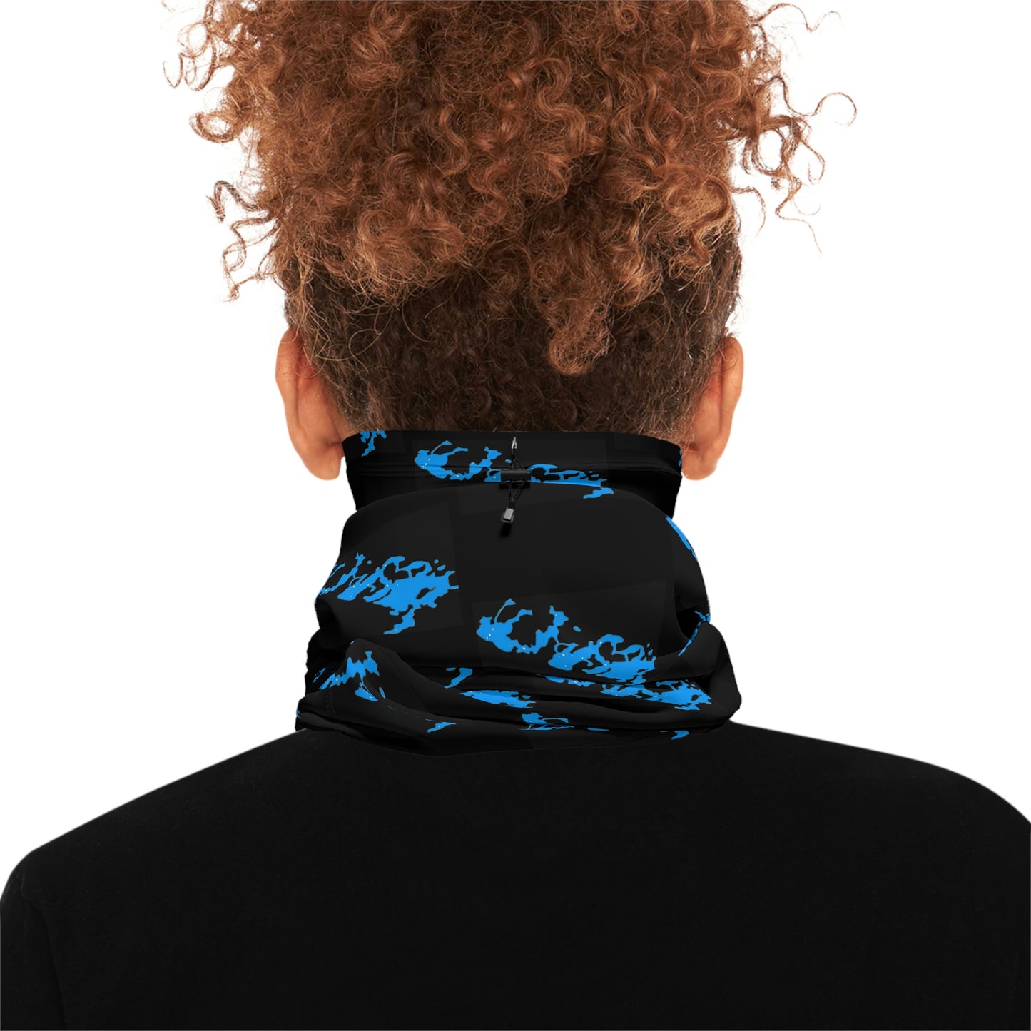 Cool Weather  - Lake Vermilion - MN - Pattern - Fishing / Snowmobiling Winter Neck Gaiter With Drawstring - Black