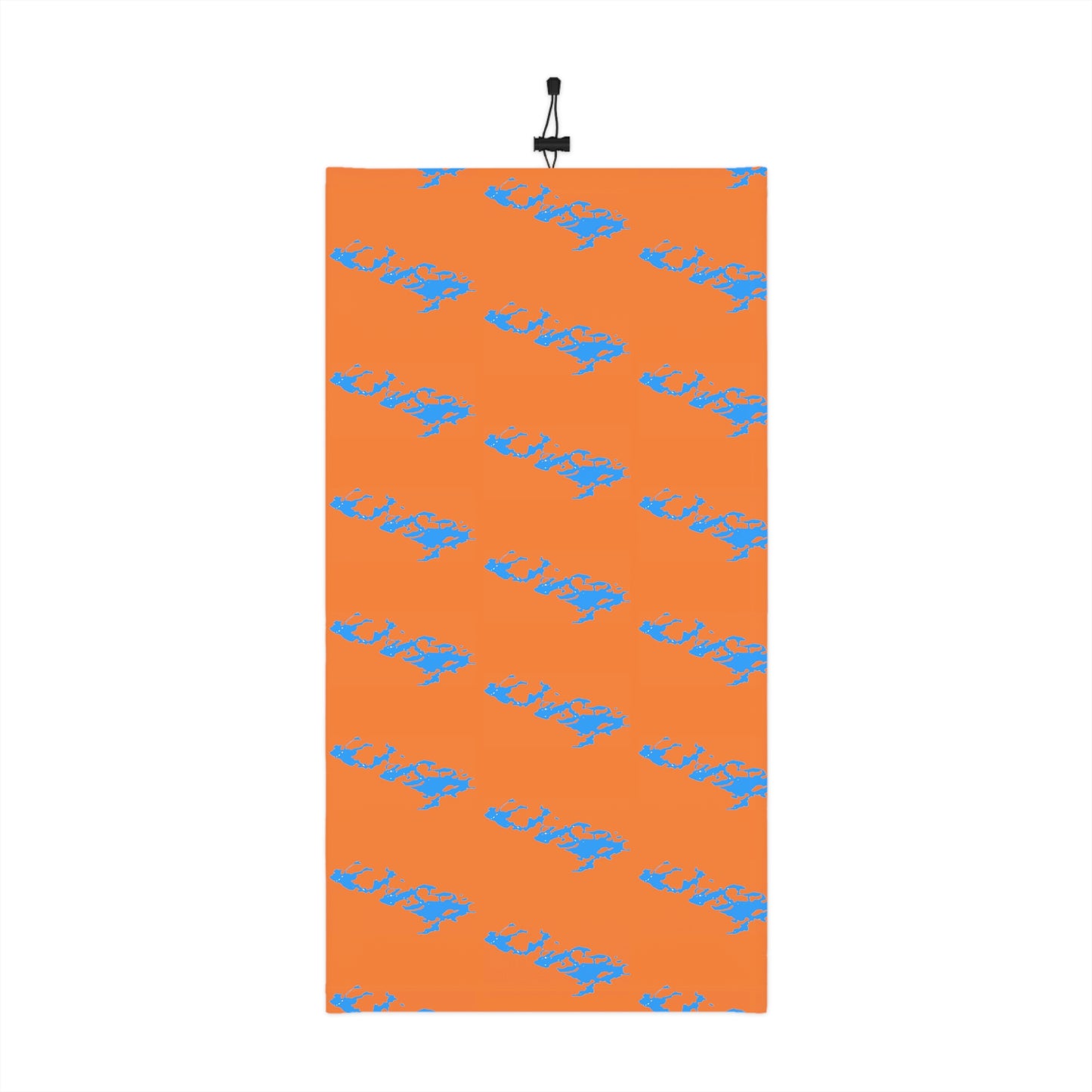 Cool Weather  - Lake Vermilion - MN - Pattern - Fishing / Snowmobiling Winter Neck Gaiter With Drawstring - Orange