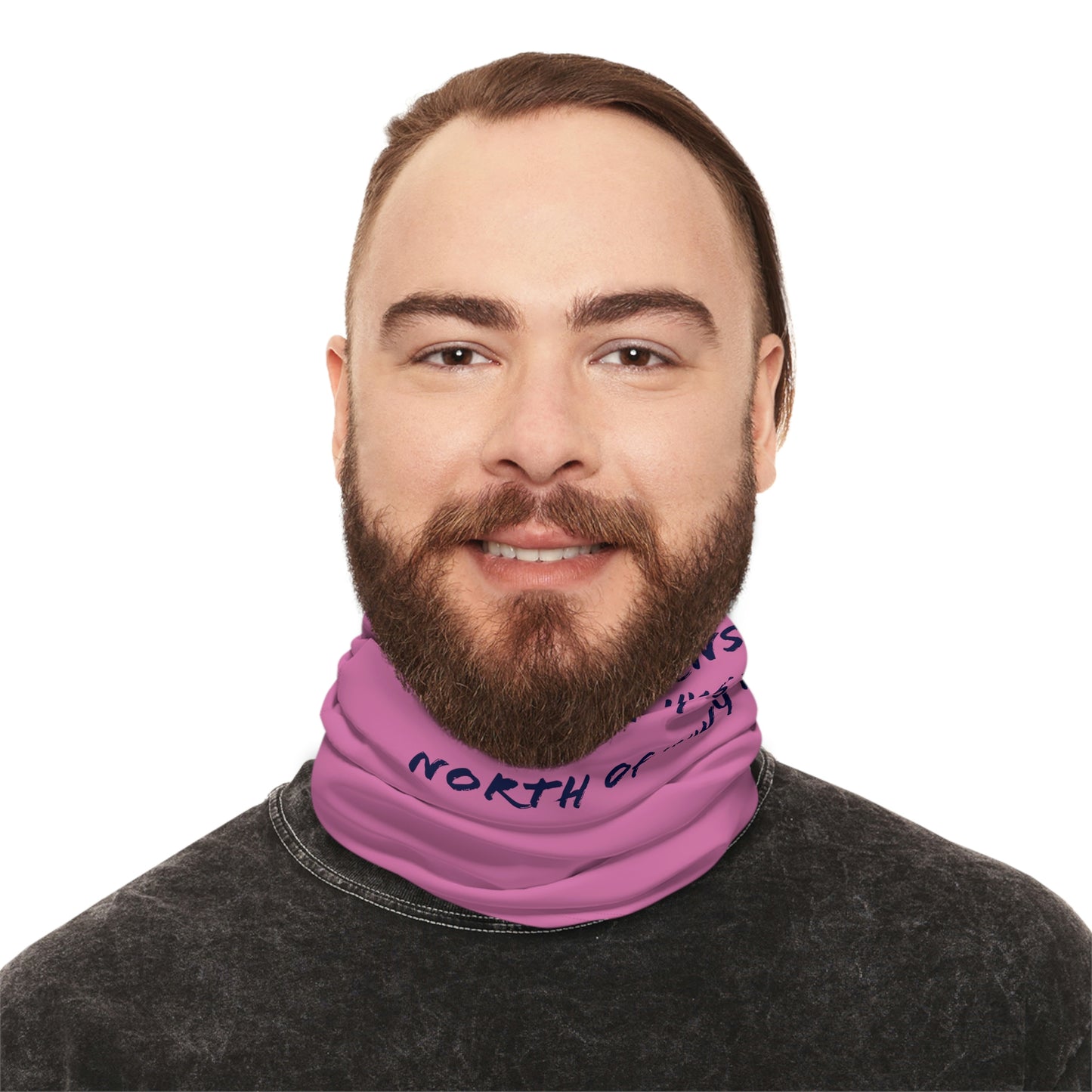 Summer Weather  - North of Hwy 2- Fishing / Boating Lightweight Neck Gaiter - Pink