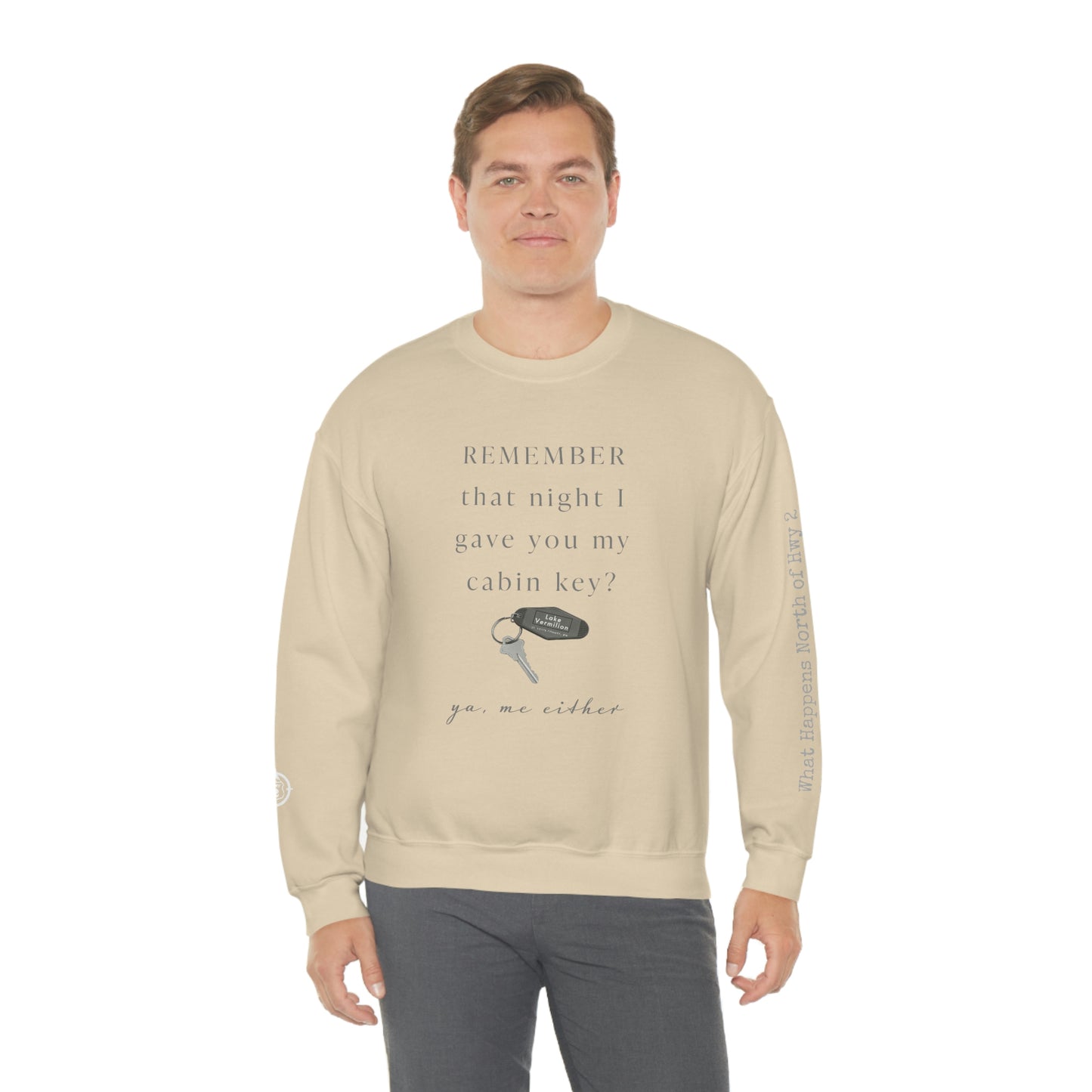 Remember That Night - Cabin Key - Lake Vermilion - North of Hwy 2 - Unisex Heavy Blend™ Crewneck Sweatshirt