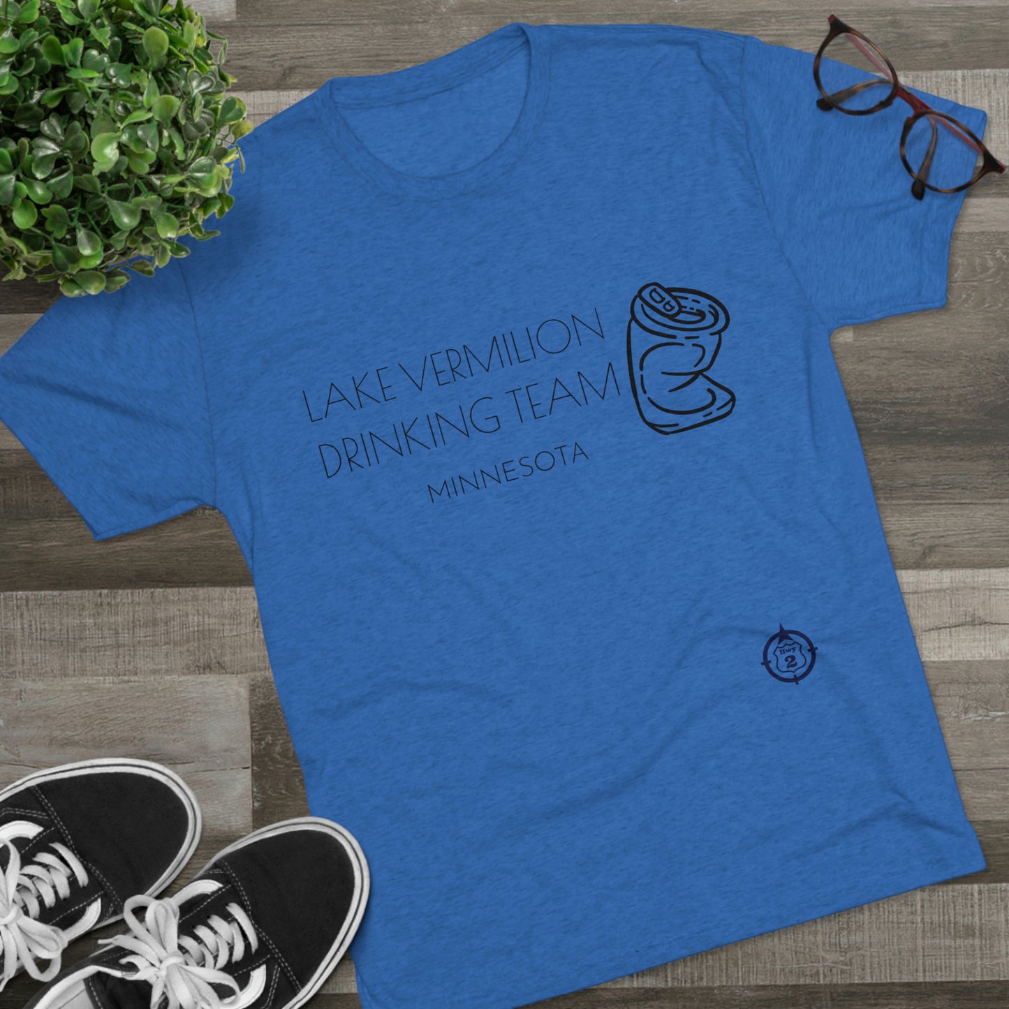 Lake Vermilion - Drinking Team - Crushed Can - Dark Graphic - Unisex Tri-Blend Crew Tee