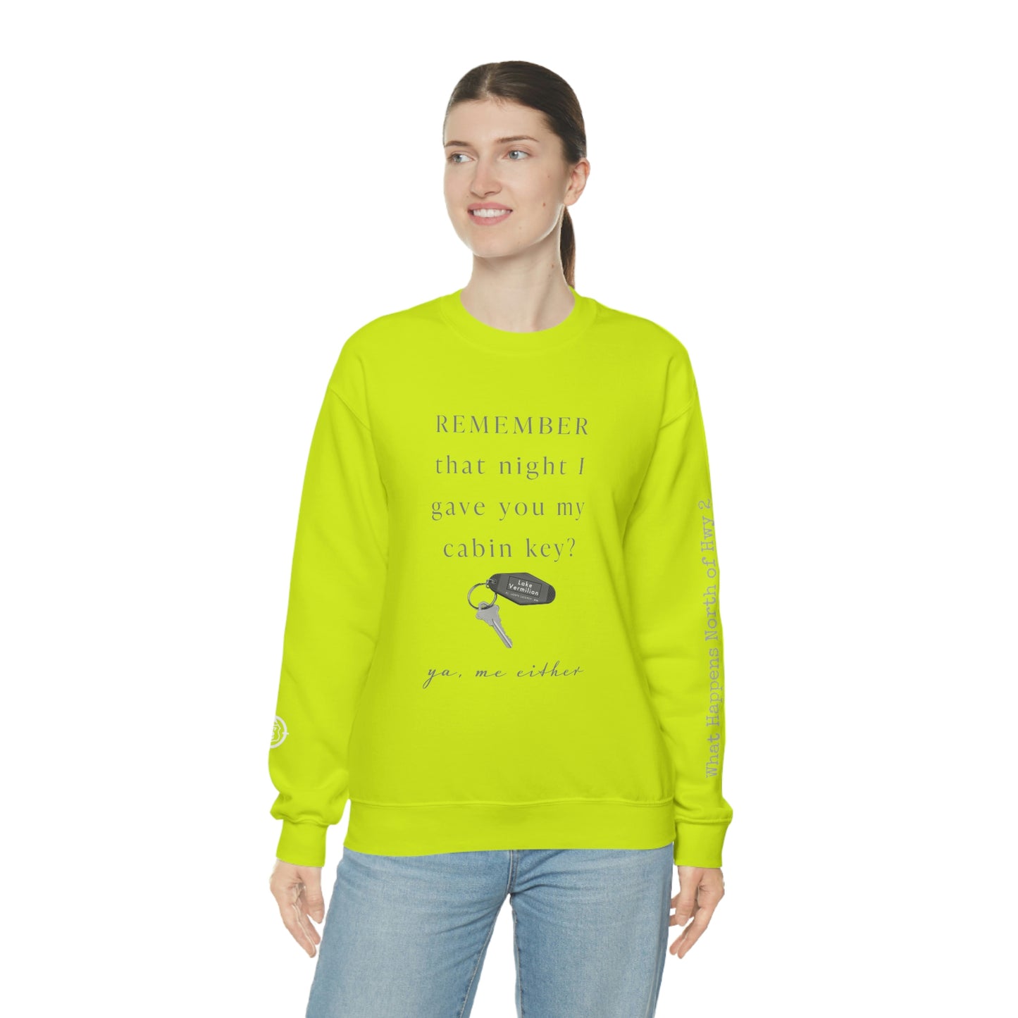 Remember That Night - Cabin Key - Lake Vermilion - North of Hwy 2 - Unisex Heavy Blend™ Crewneck Sweatshirt