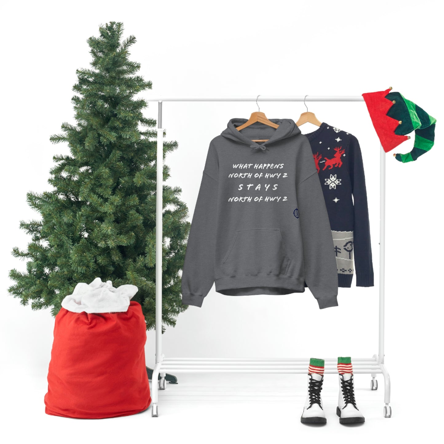 What Happens North of Hwy 2 Stays North of Hwy 2 - Unisex Heavy Blend™ Hooded Sweatshirt