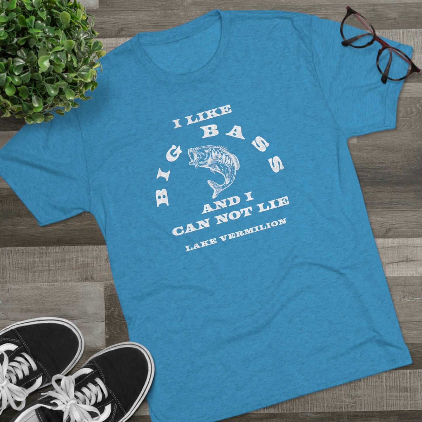 Big Bass - Lake Vermilion - White Graphic - Unisex Tri-Blend Crew Tee