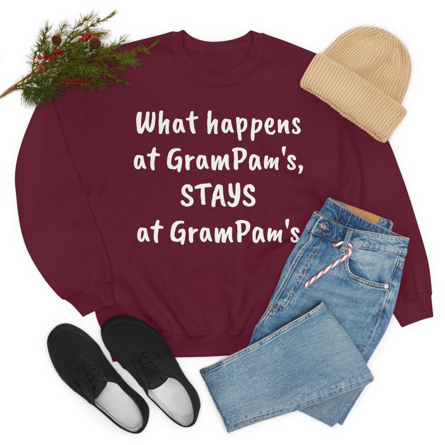 What happens at GramPam's, STAYS at GramPam's - Unisex Heavy Blend™ Crewneck Sweatshirt