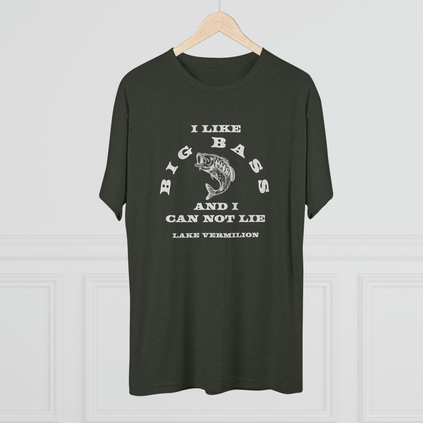 Big Bass - Lake Vermilion - White Graphic - Unisex Tri-Blend Crew Tee