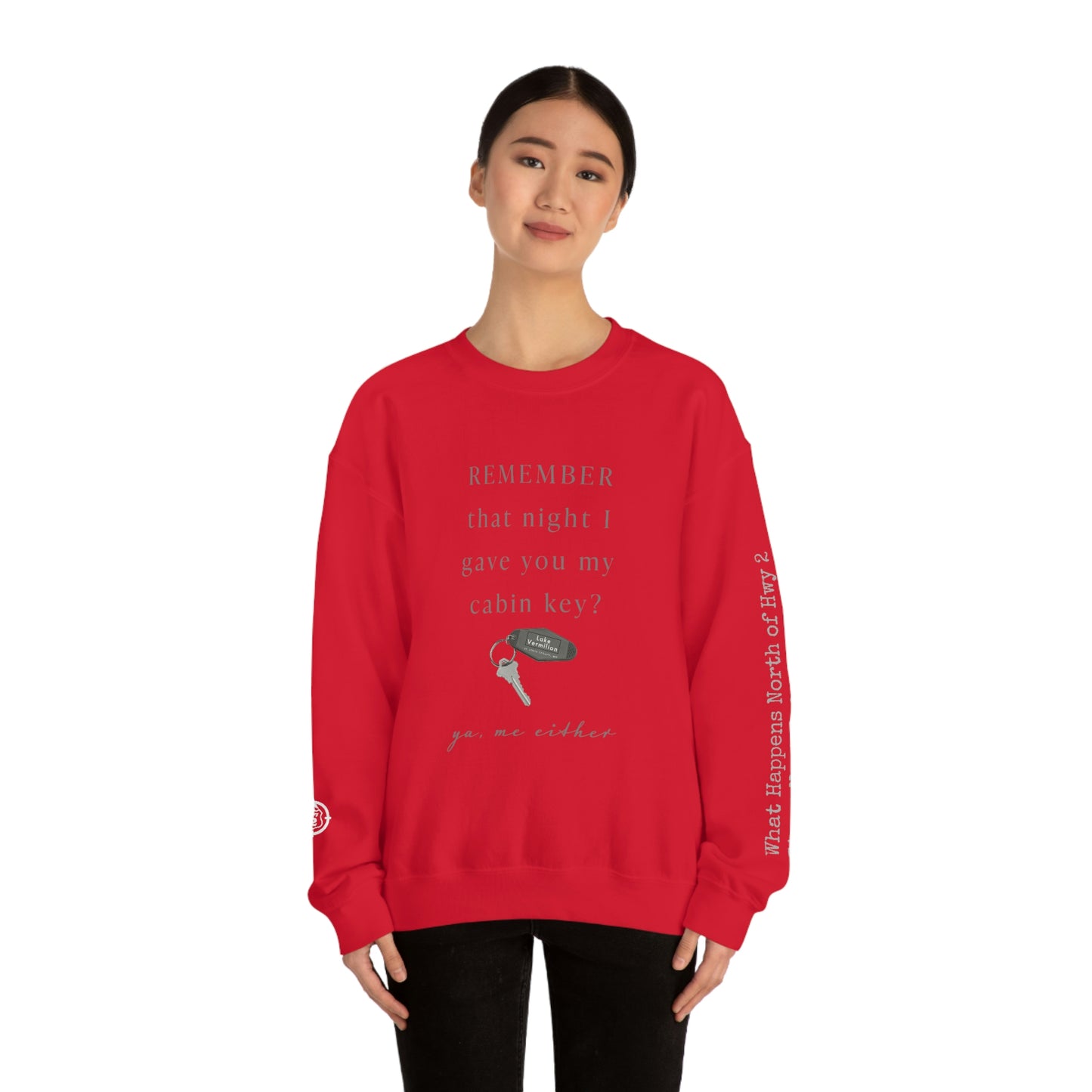 Remember That Night - Cabin Key - Lake Vermilion - North of Hwy 2 - Unisex Heavy Blend™ Crewneck Sweatshirt