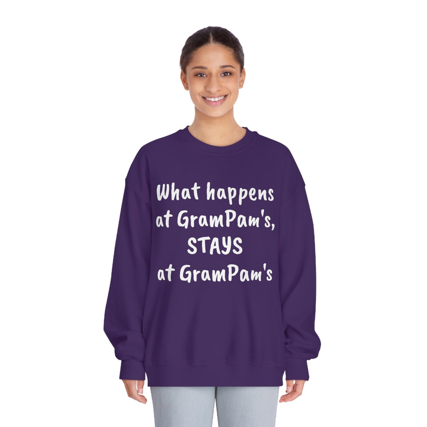 What Happens At GramPam's - Unisex DryBlend® Crewneck Sweatshirt