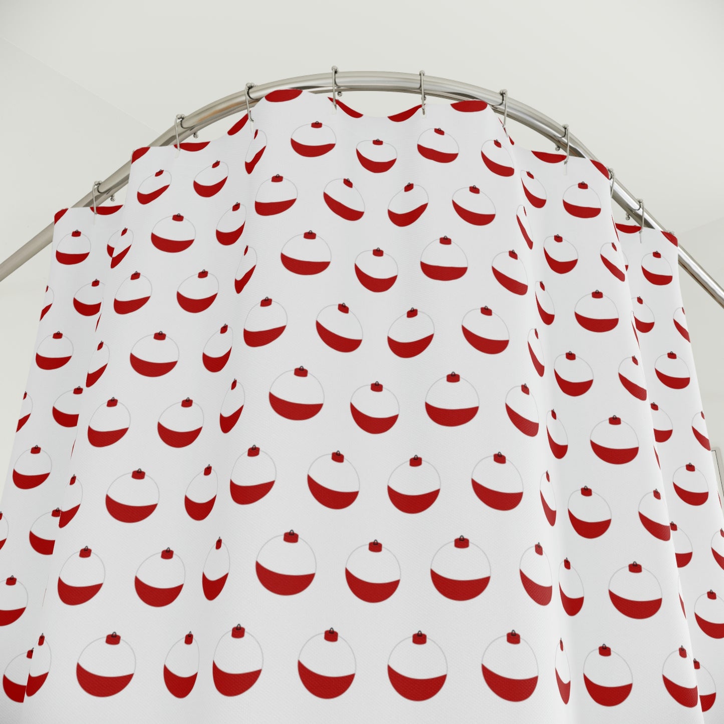 Traditional Red & White Bobber - Polyester Shower Curtain