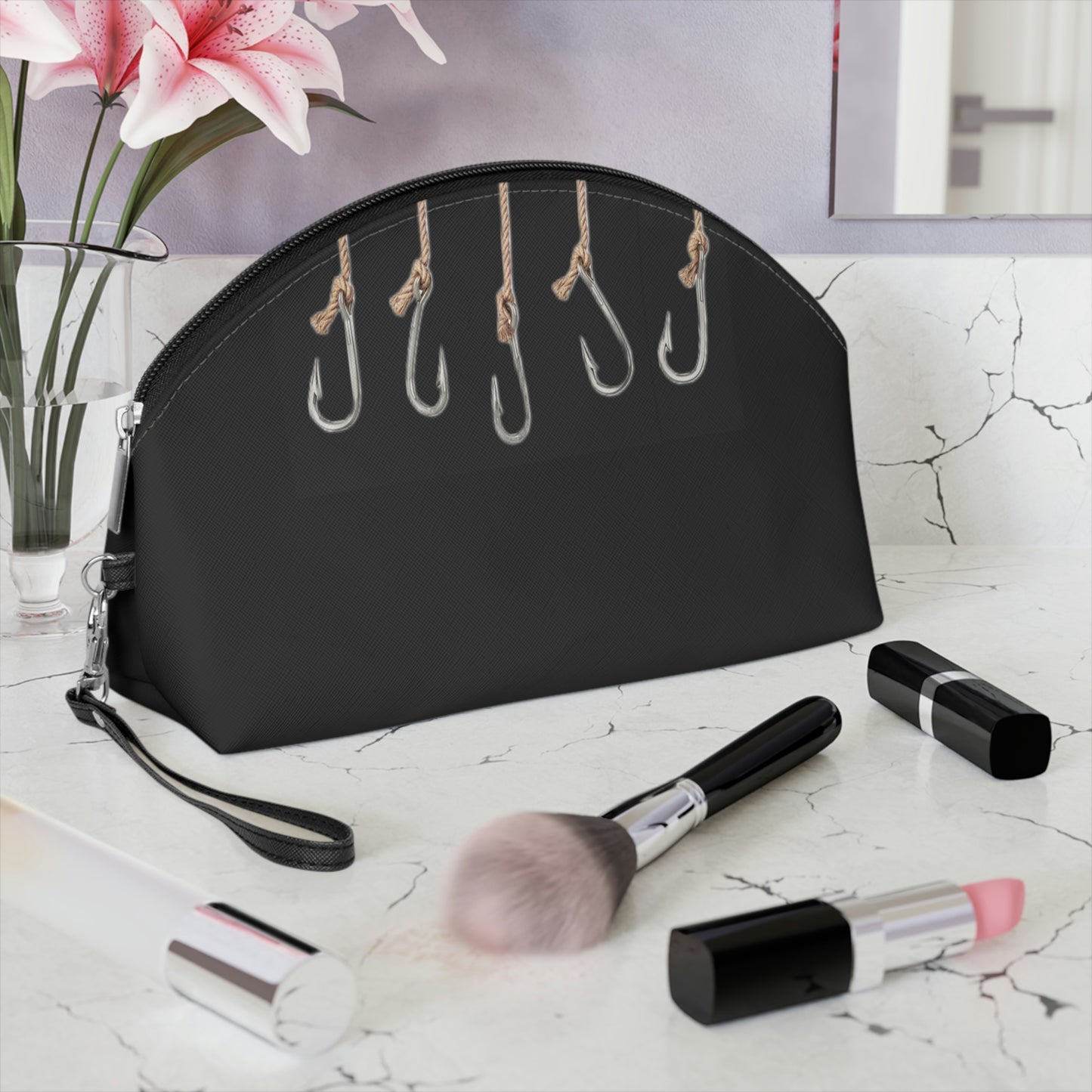 Fishing Theme Boat / Beach Bag - Hooks /  Lures - Black