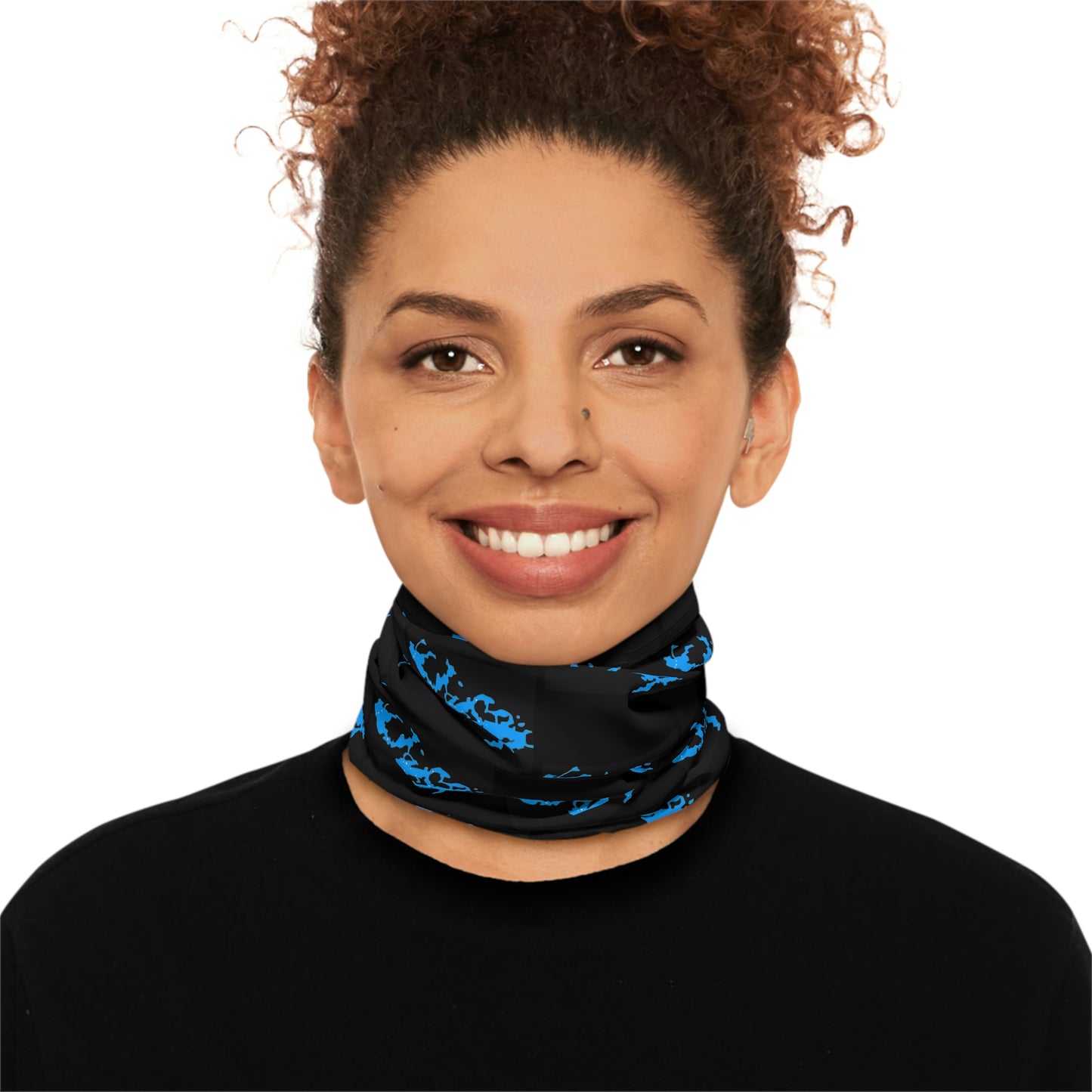 Cool Weather  - Lake Vermilion - MN - Pattern - Fishing / Snowmobiling Winter Neck Gaiter With Drawstring - Black