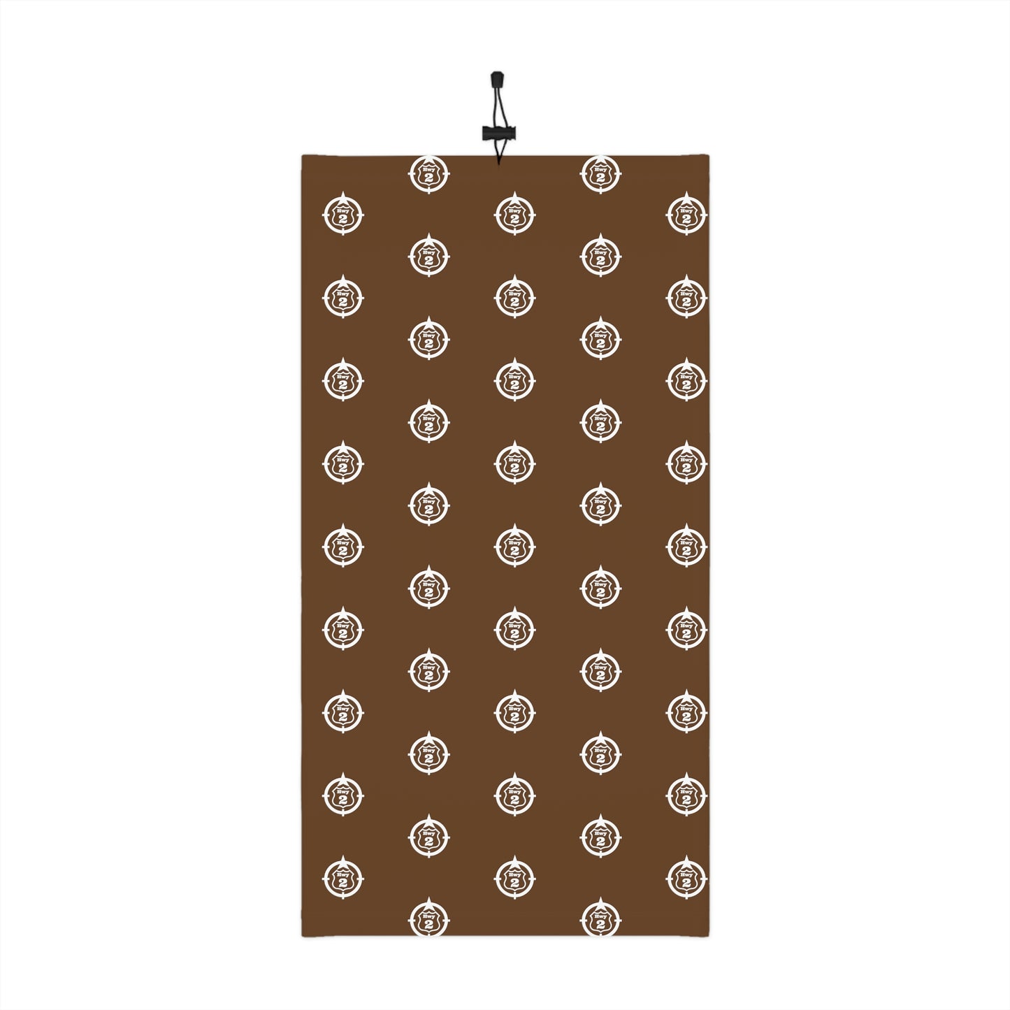 Cool Weather  - N o 2 - North of Hwy 2 - Pattern - Fishing / Snowmobiling Winter Neck Gaiter With Drawstring - Brown